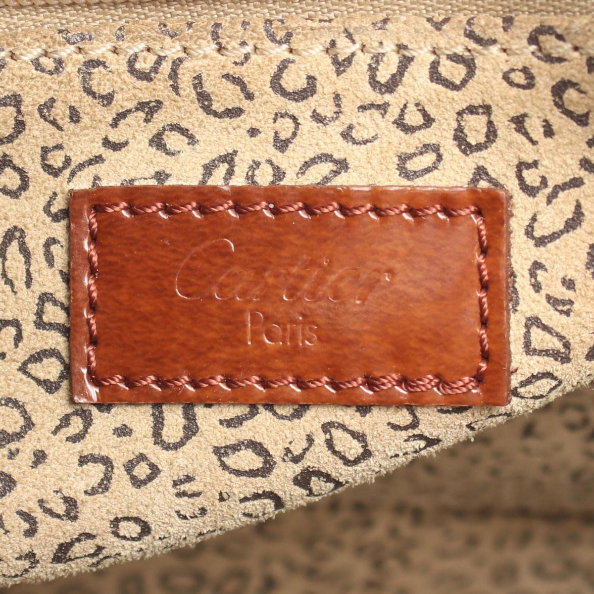 Cartier Panthère Brown Leather Tote Bag (Pre-Owned)