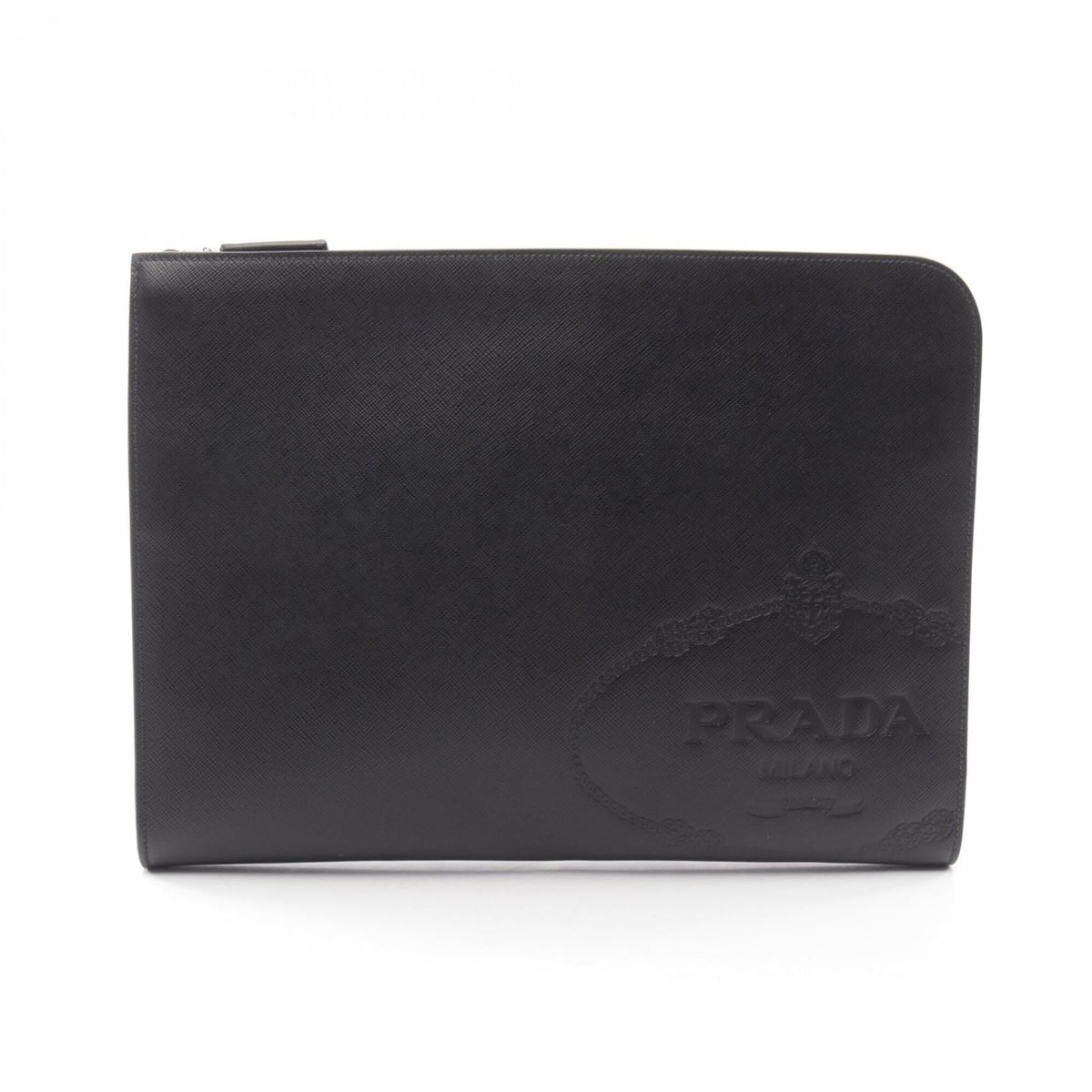 Prada Black Saffiano Triangle Clutch Bag Handbag Weekend Bag (Pre-Owned)