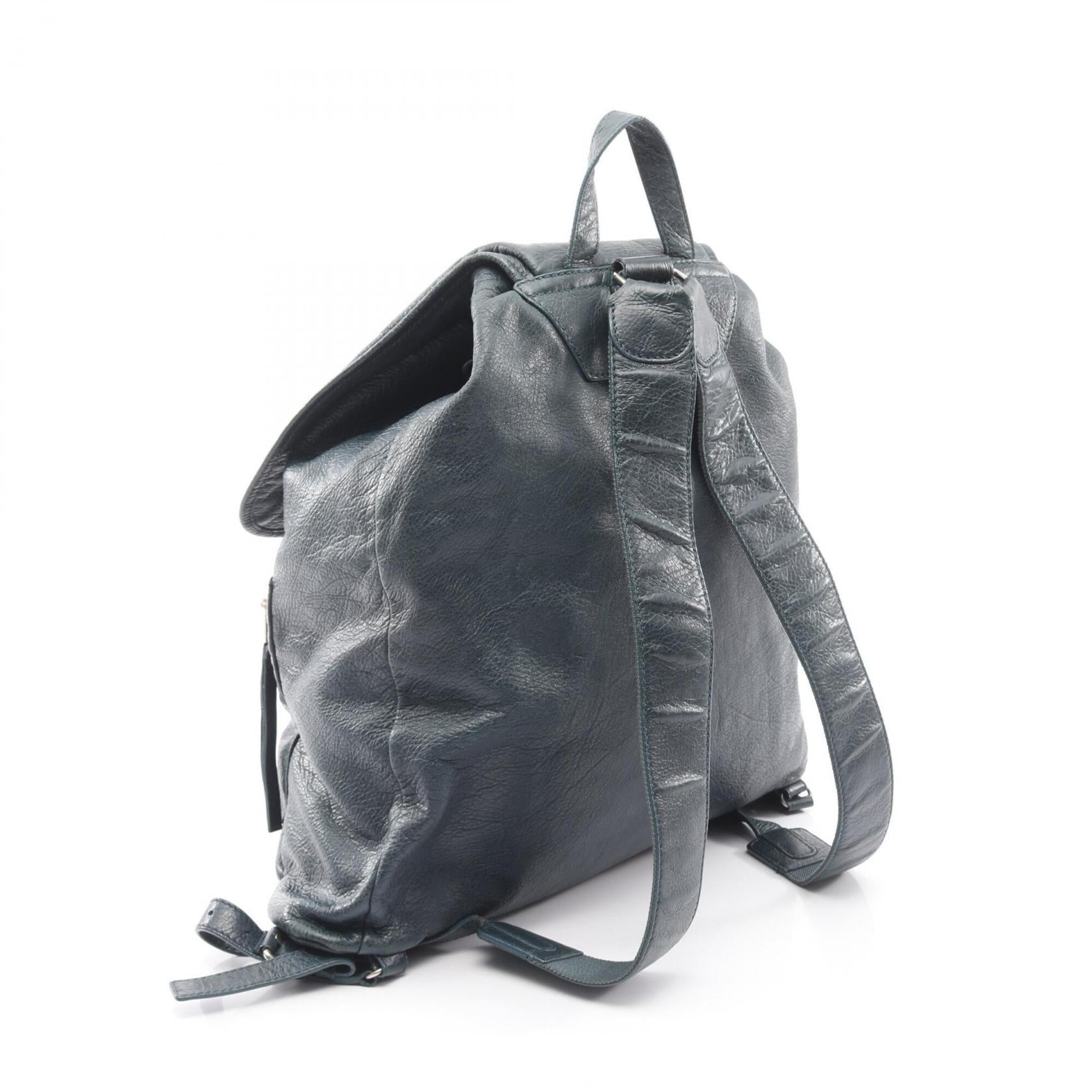 Balenciaga Green Leather Backpack Handbag (Pre-Owned)