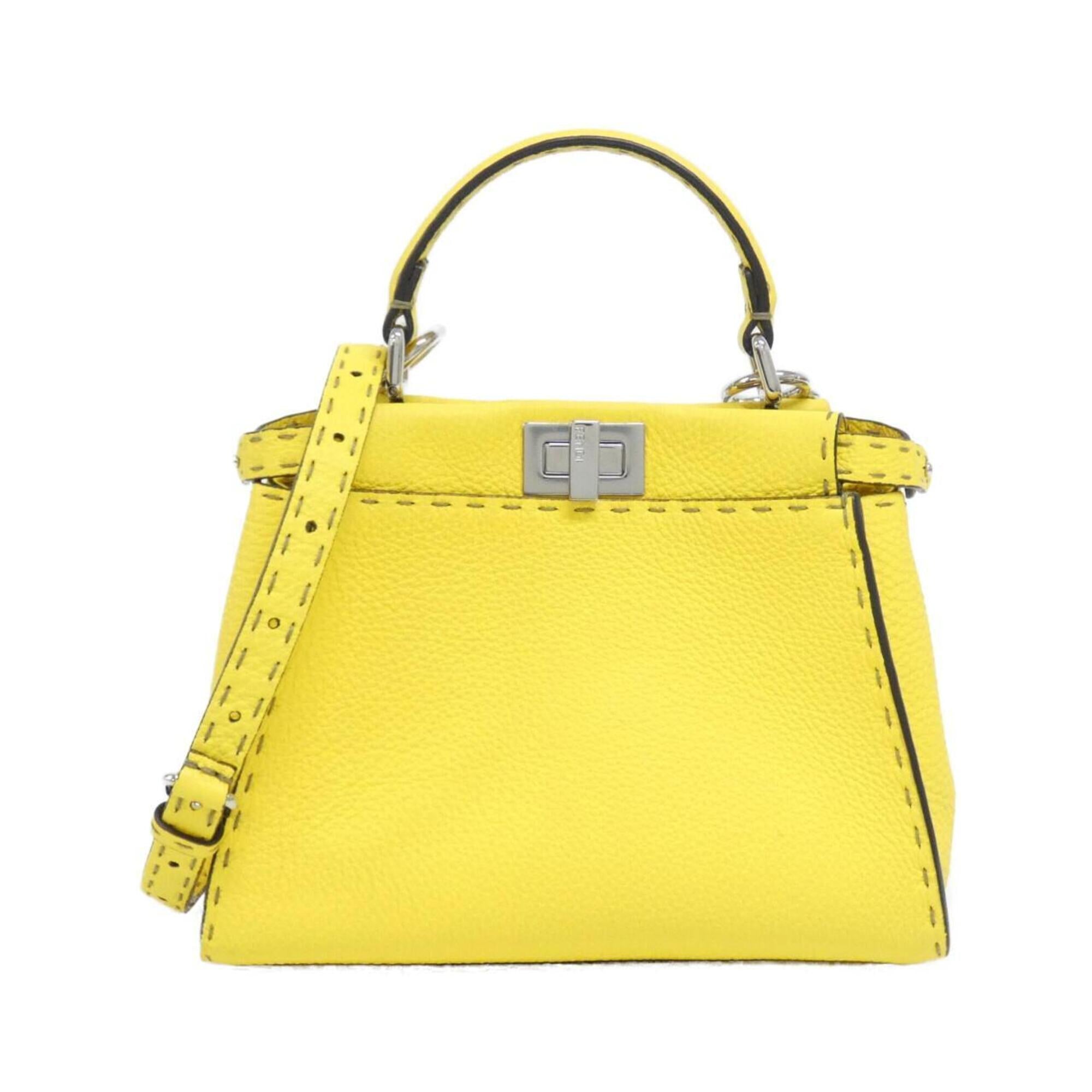 Fendi Selleria Yellow Leather Handbag (Pre-Owned)