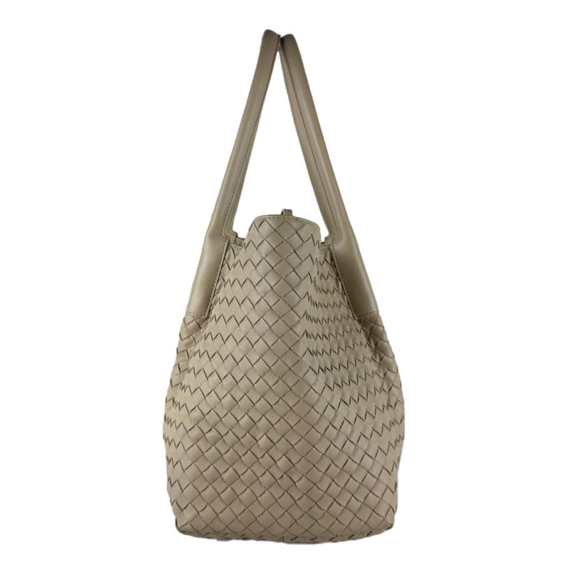 Bottega Veneta Beige Intrecciato Handbag Tote Bag (Pre-Owned)