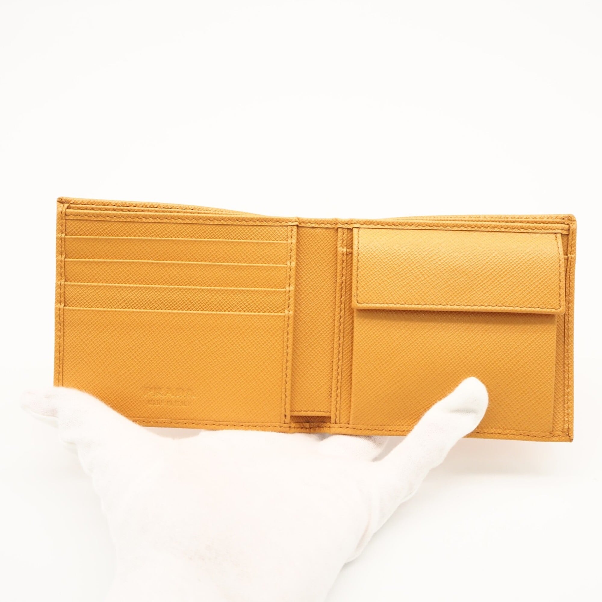 Prada Saffiano Orange Saffiano Wallet (Bi-Fold) (Pre-Owned)