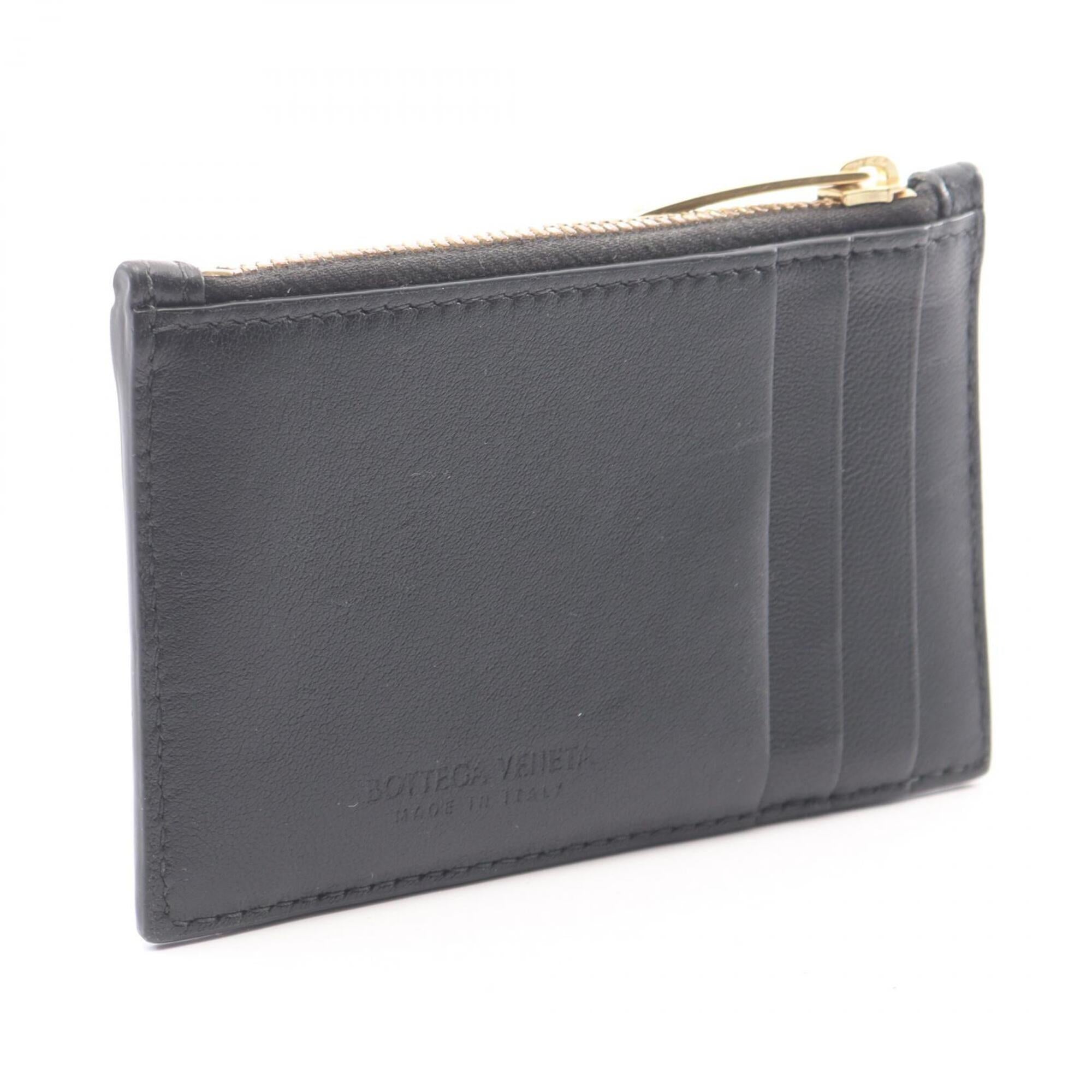 Bottega Veneta Black Leather Coin Purse/Coin Case (Pre-Owned)