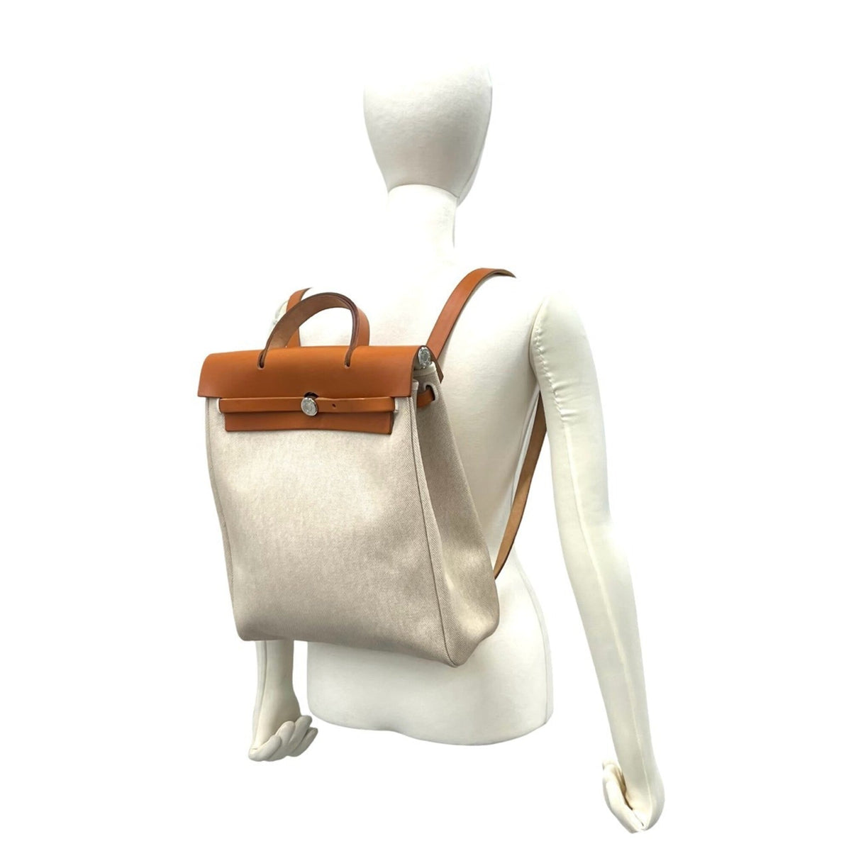 Hermes Brown Ivory Toile H Leather Backpack (Pre-Owned)
