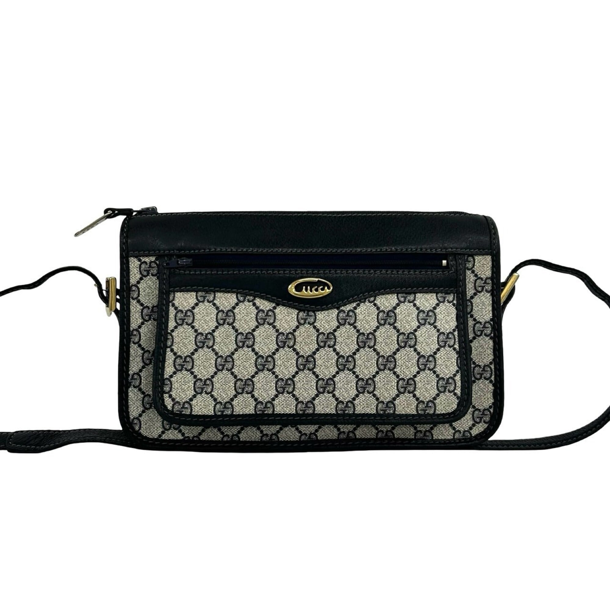 Gucci Navy Leather Pvc Pochette Shoulder Bag (Pre-Owned)
