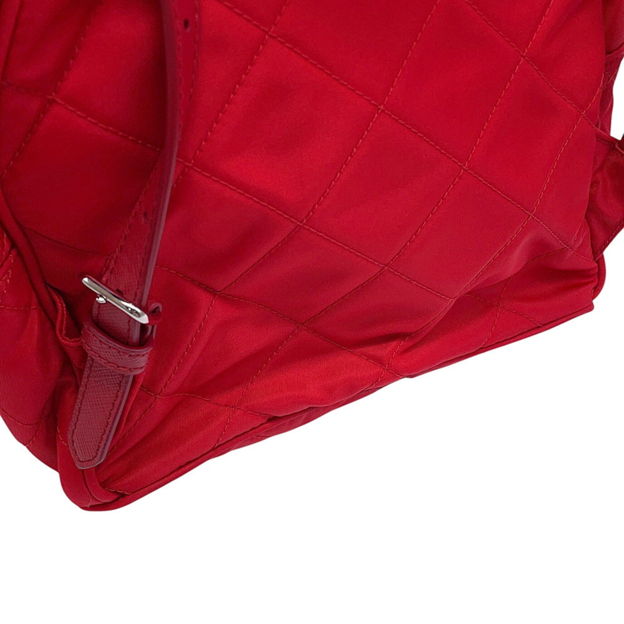 Prada Red Color Nylon Leather Backpack (Pre-Owned)