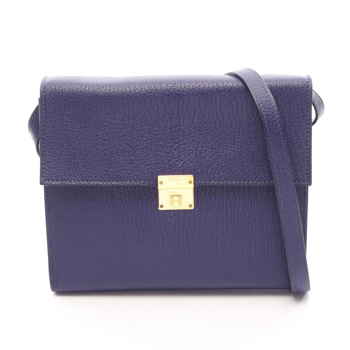 Hermes Blue Chevre Leather Leather Handbag Shoulder Bag (Pre-Owned)