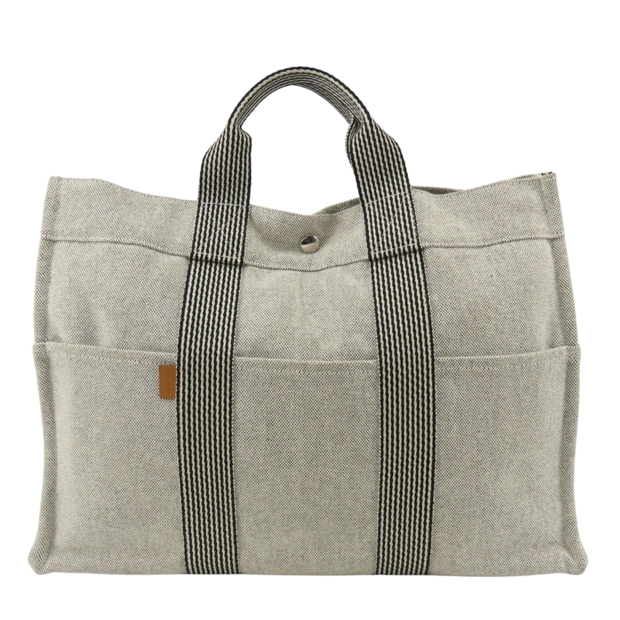 Hermes Gray Cotton Canvas Tote Bag (Pre-Owned)