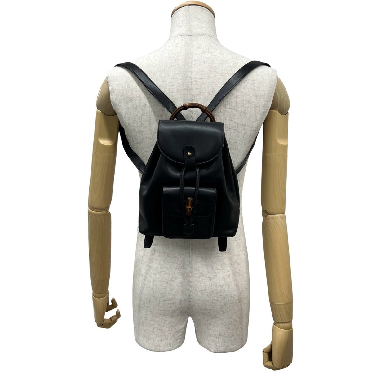 Gucci Black Leather Bamboo Backpack (Pre-Owned)
