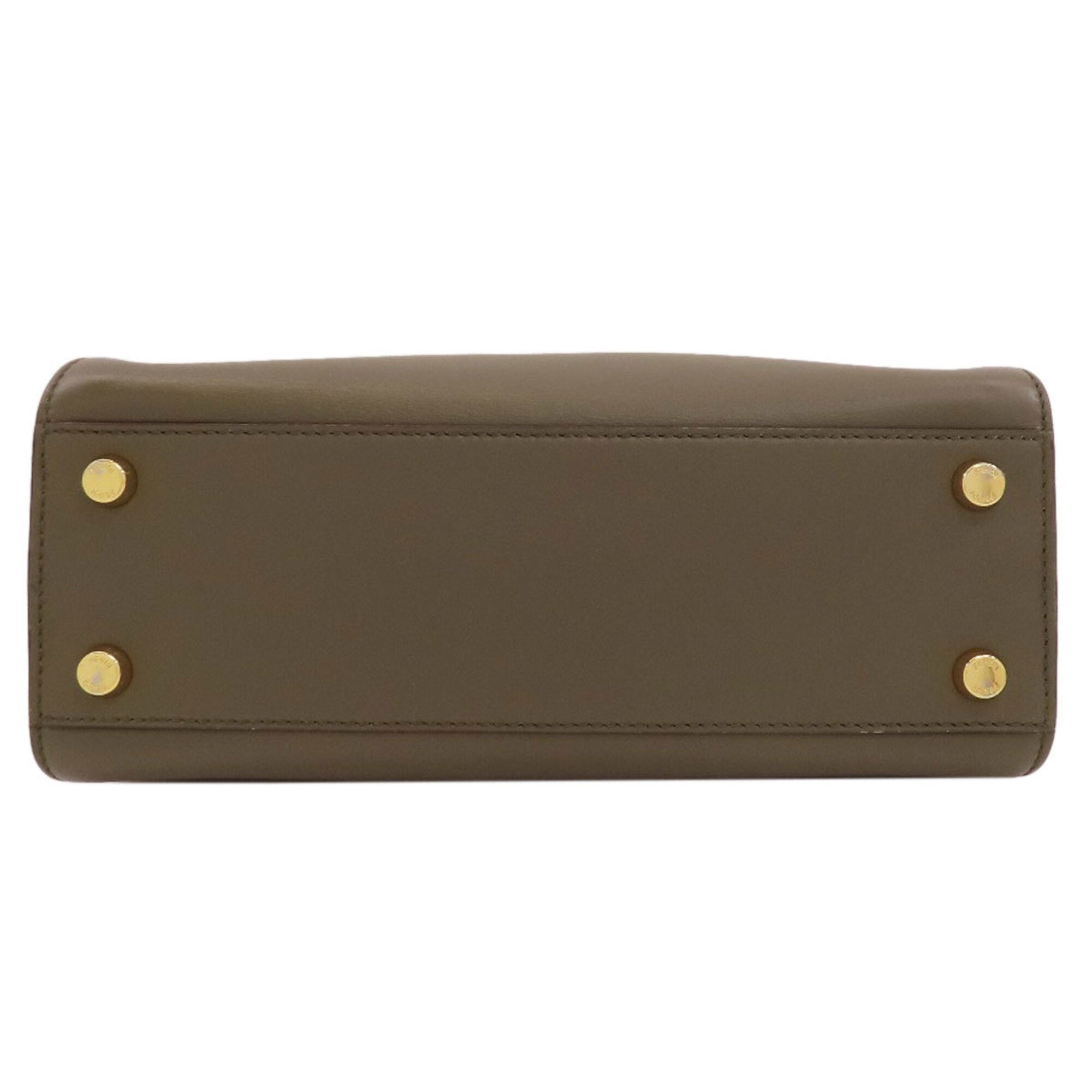 Fendi Peekaboo Khaki Leather Handbag (Pre-Owned)