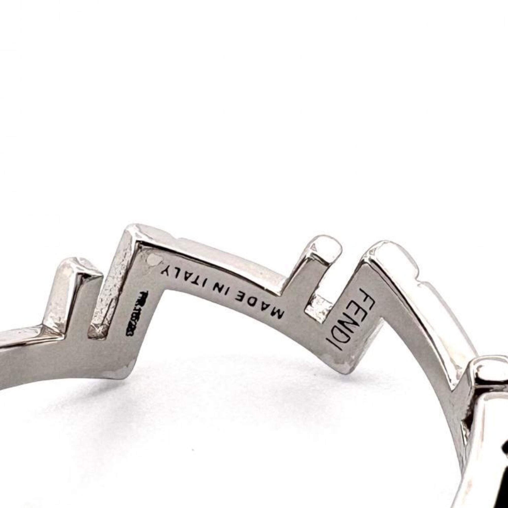 Fendi Silver Metal Rhinestone Band Ring (Pre-Owned)