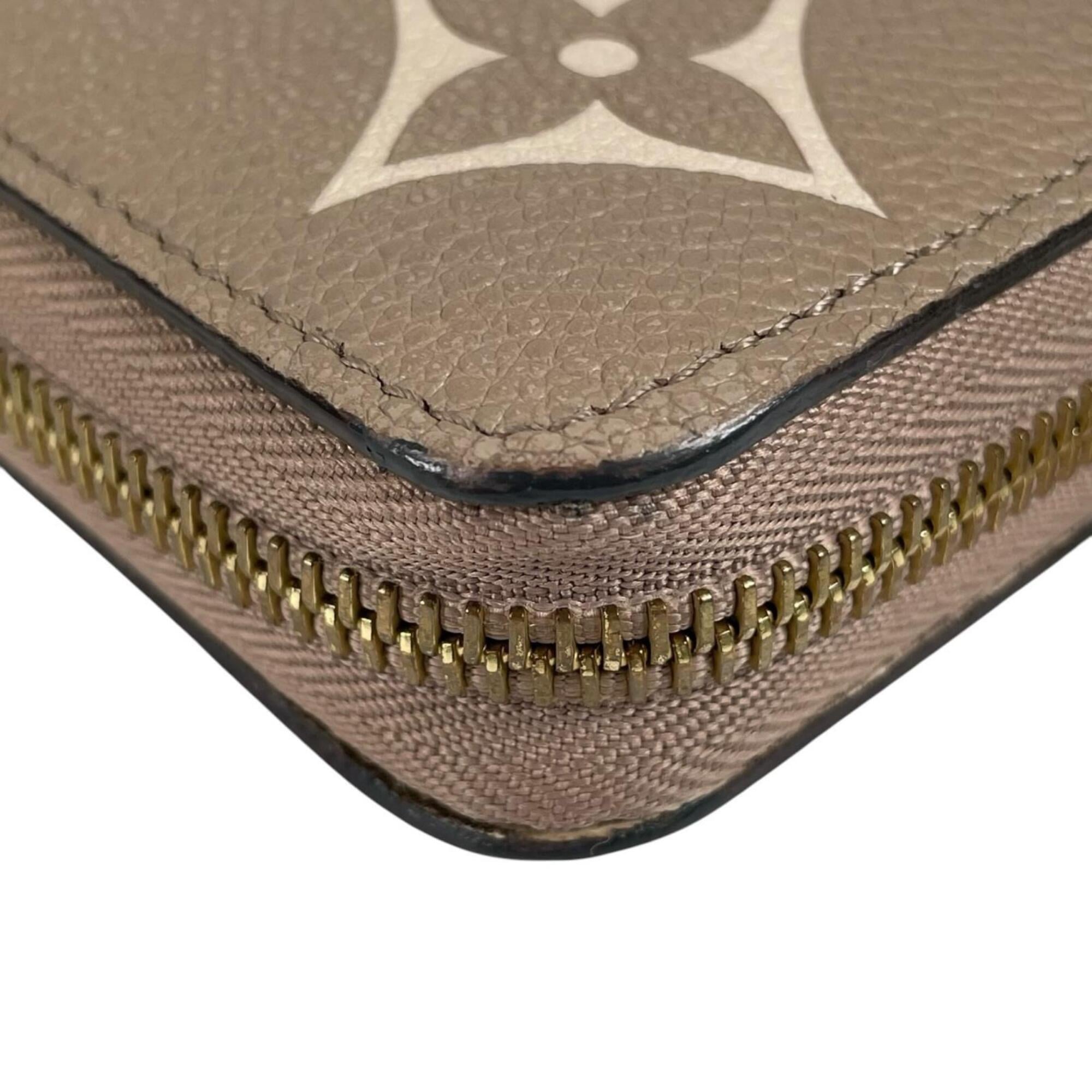 Louis Vuitton Monogram Beige Leather Long Wallet (Bi-Fold) (Pre-Owned)