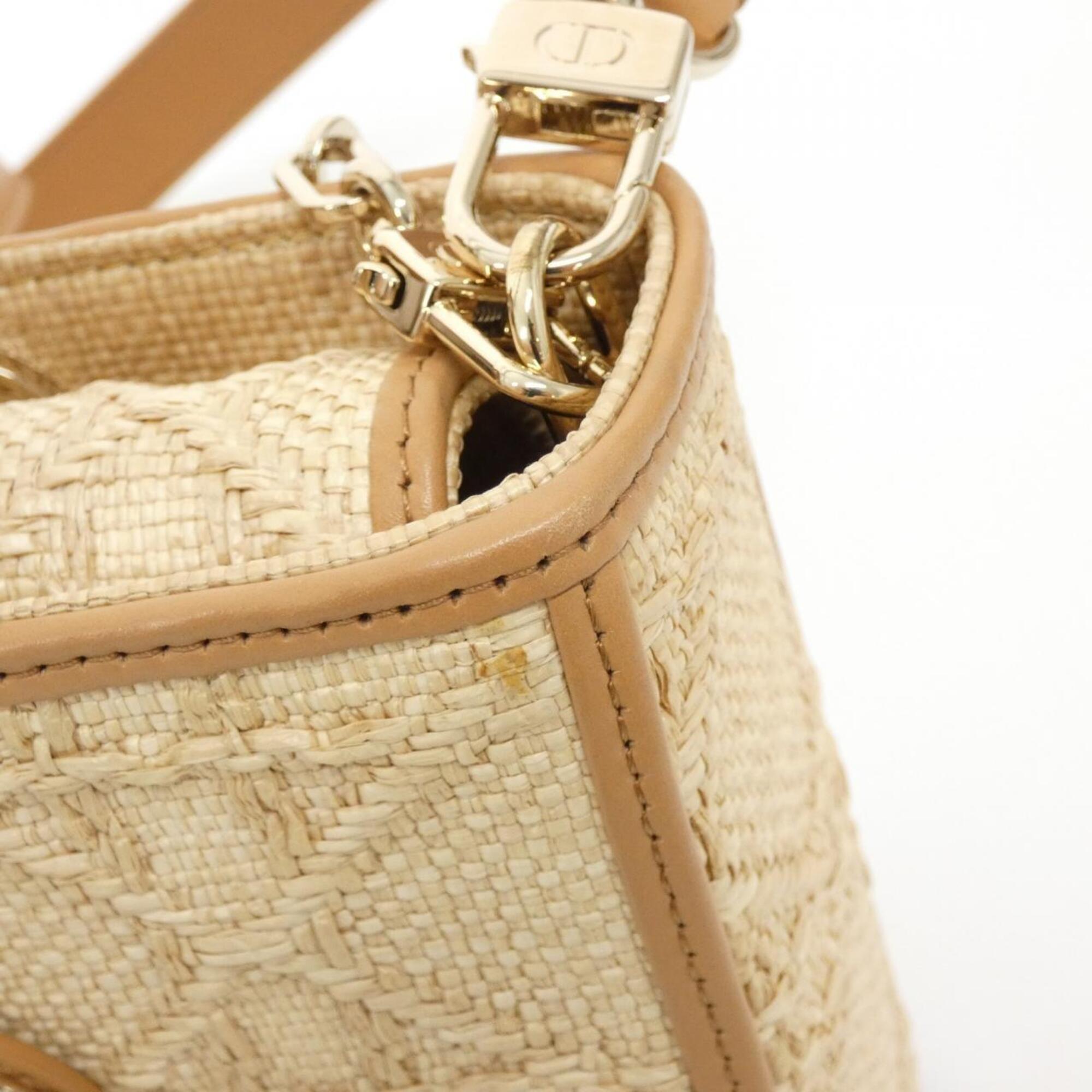 Christian Dior Beige Raffia Leather Handbag (Pre-Owned)