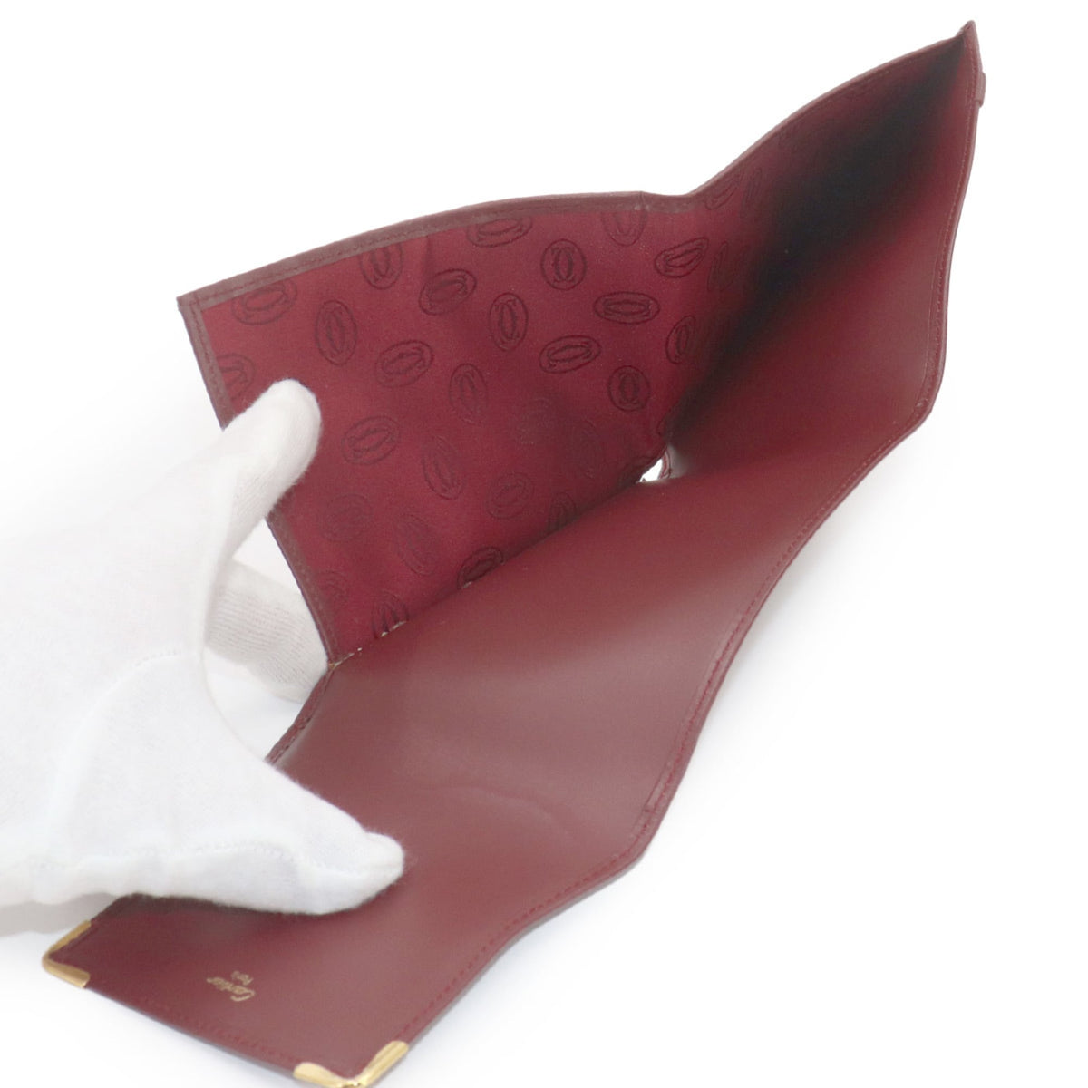 Cartier Bordeaux Leather Bill Wallet (Tri-Fold) (Pre-Owned)