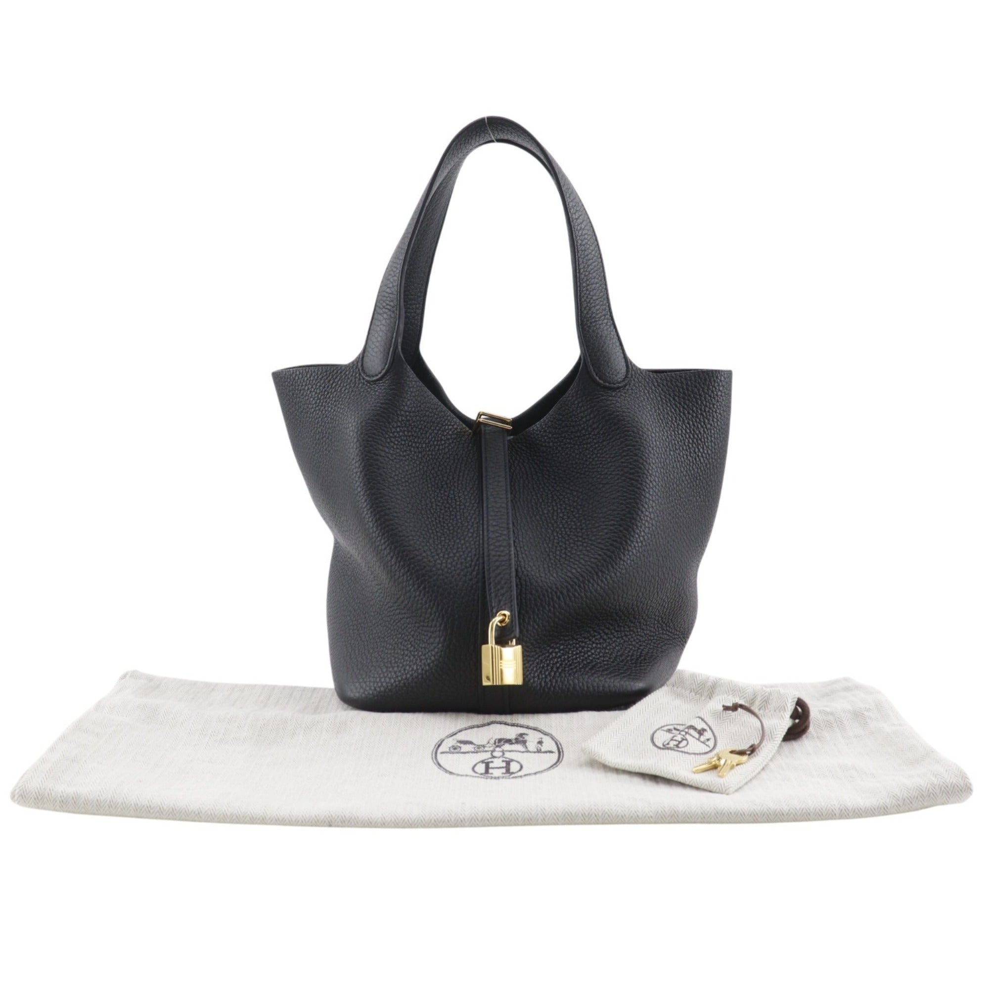 Hermes Picotin Black Taurillon Clemence Leather Handbag (Pre-Owned)