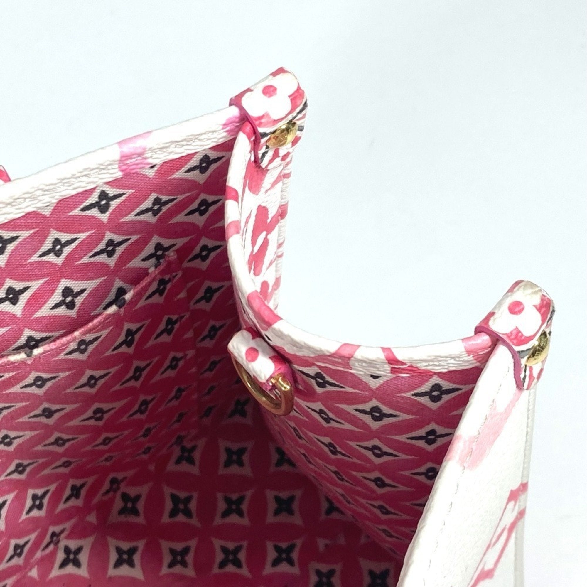 Louis Vuitton Pink White Monogram Handbag Shoulder Bag Tote Bag (Pre-Owned)