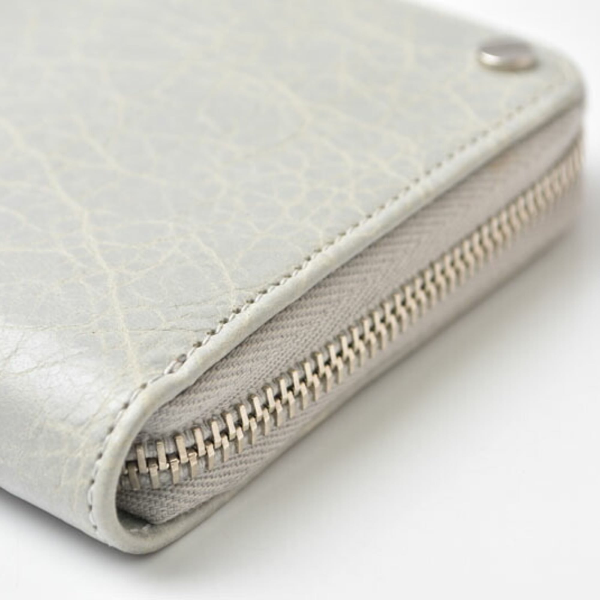 Balenciaga Light Gray Leather Long Wallet (Bi-Fold) (Pre-Owned)