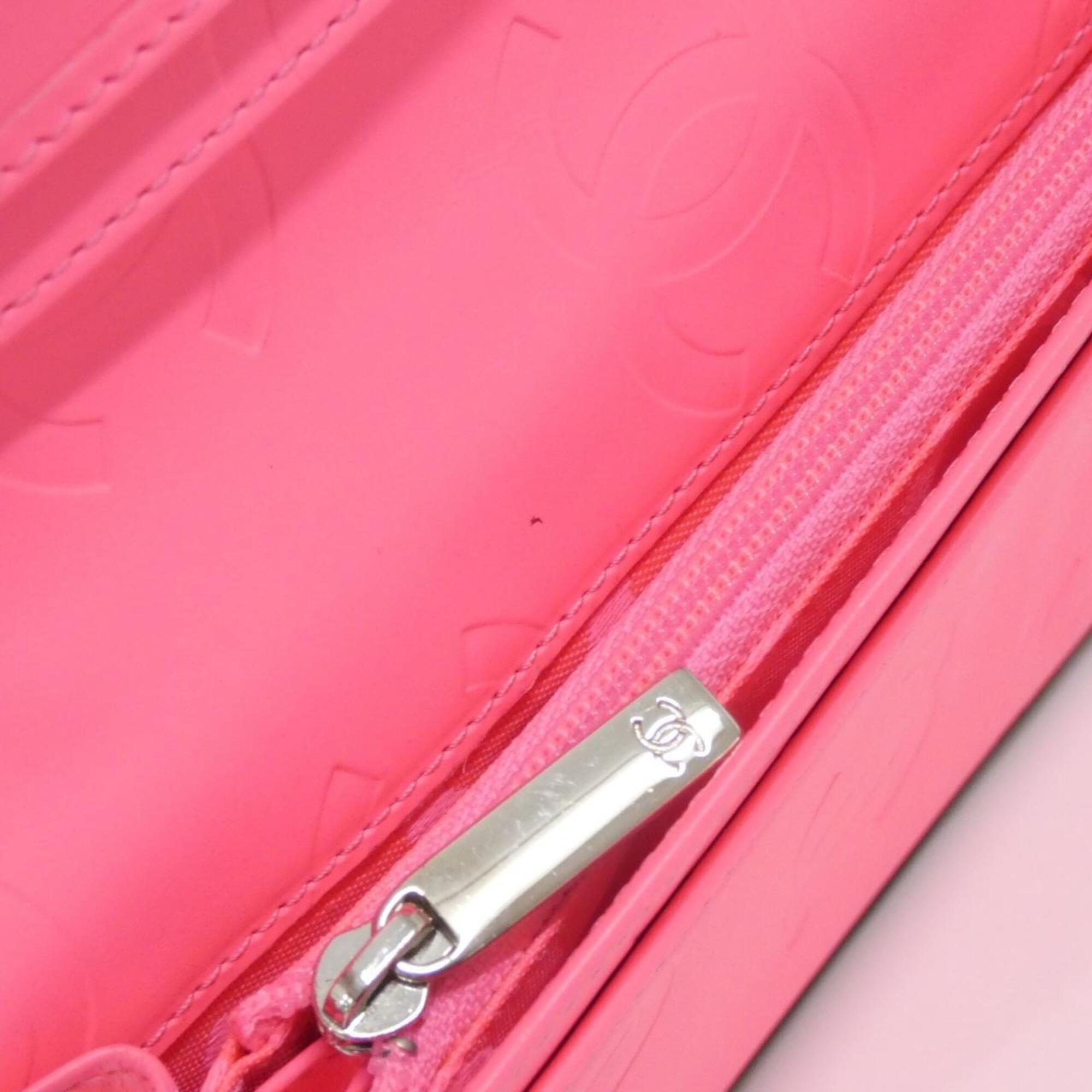 Chanel Black Pink Leather Long Wallet (Bi-Fold) (Pre-Owned)