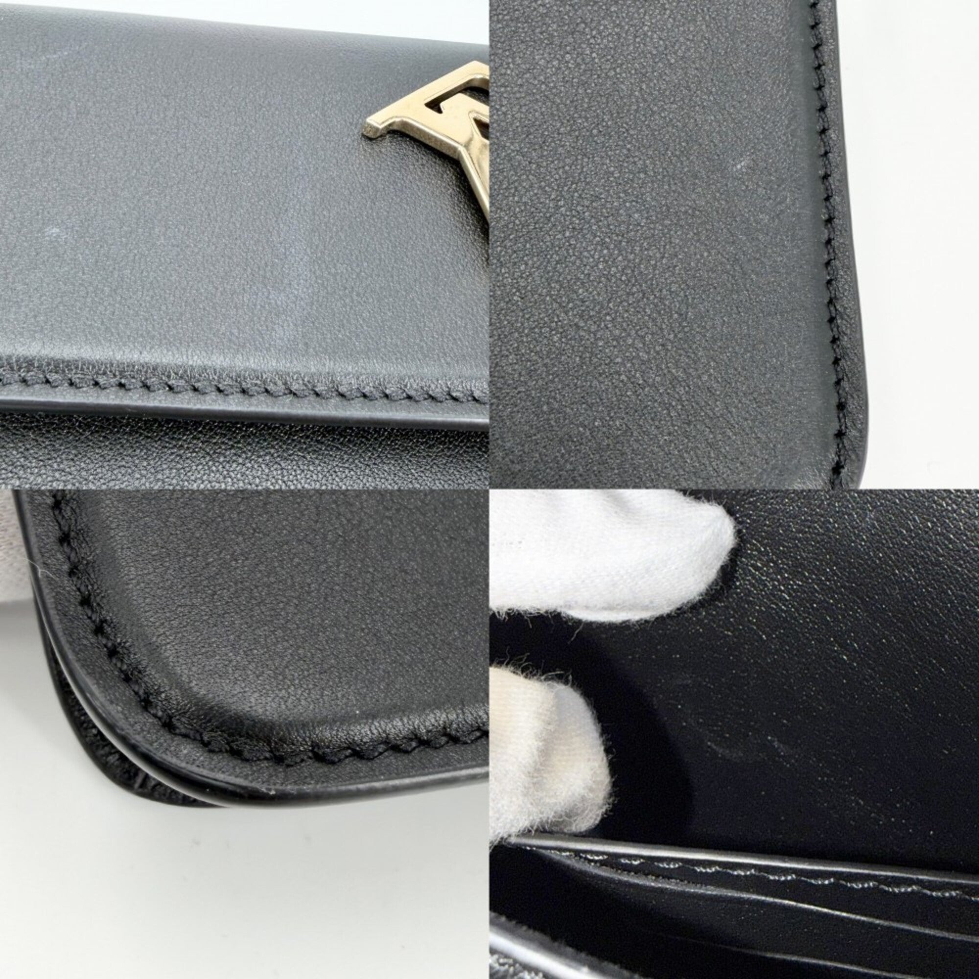 Louis Vuitton Black Leather Shoulder Bag (Pre-Owned)