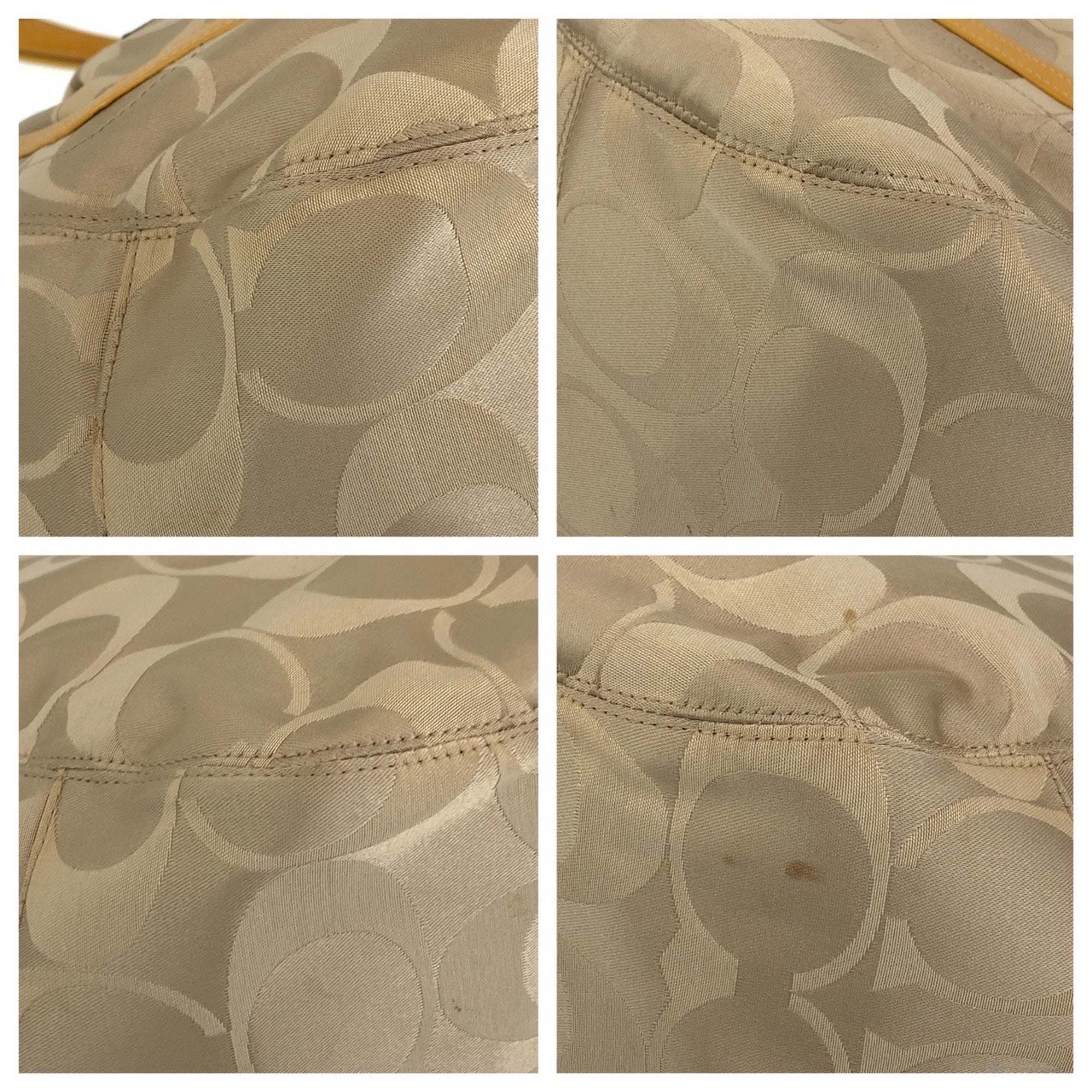 Coach Beige Leather Shoulder Bag Tote Bag (Pre-Owned)