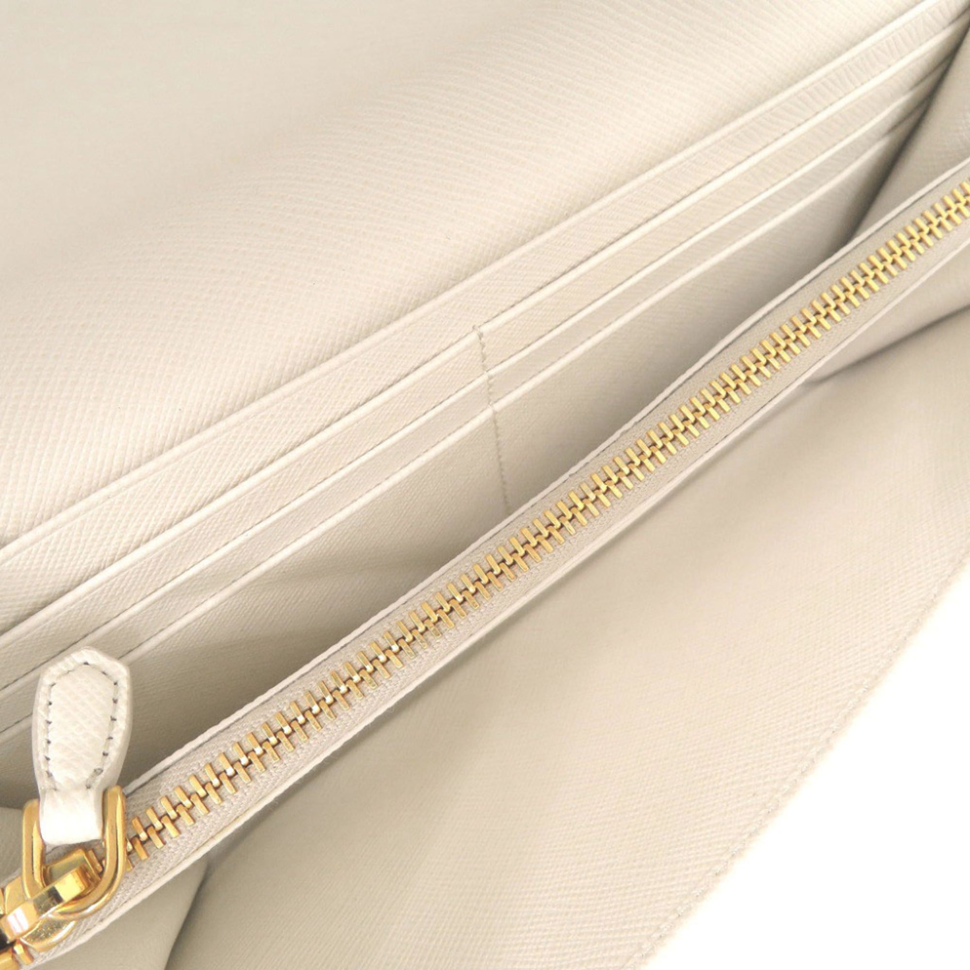 Prada White Leather Long Wallet (Bi-Fold) (Pre-Owned)