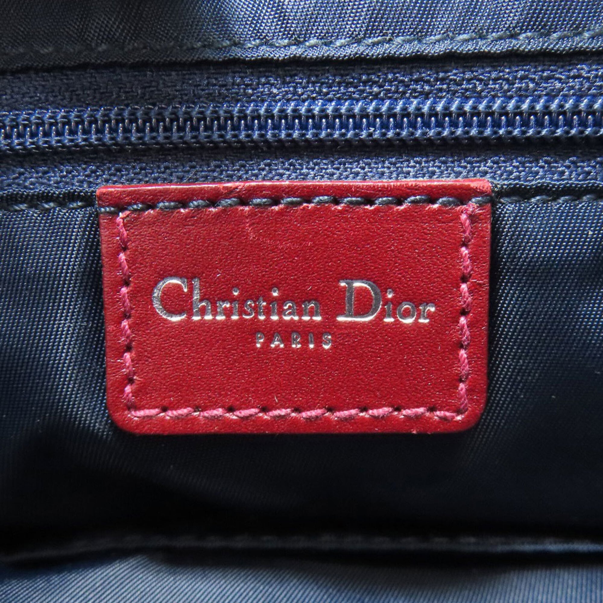 Christian Dior Navy Red Color Canvas Tote Bag (Pre-Owned)