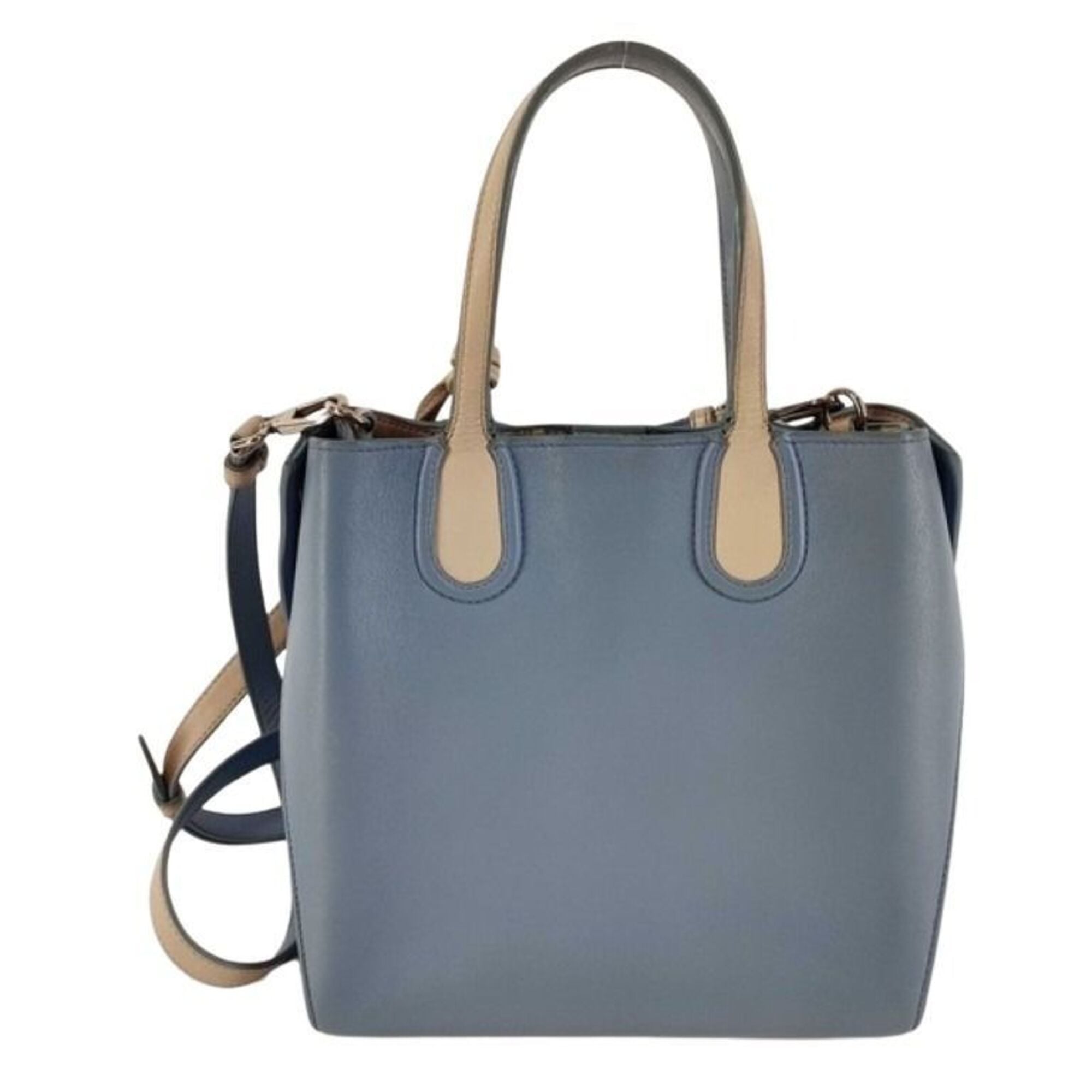 Christian Dior Beige Blue Leather Handbag Shoulder Bag (Pre-Owned)