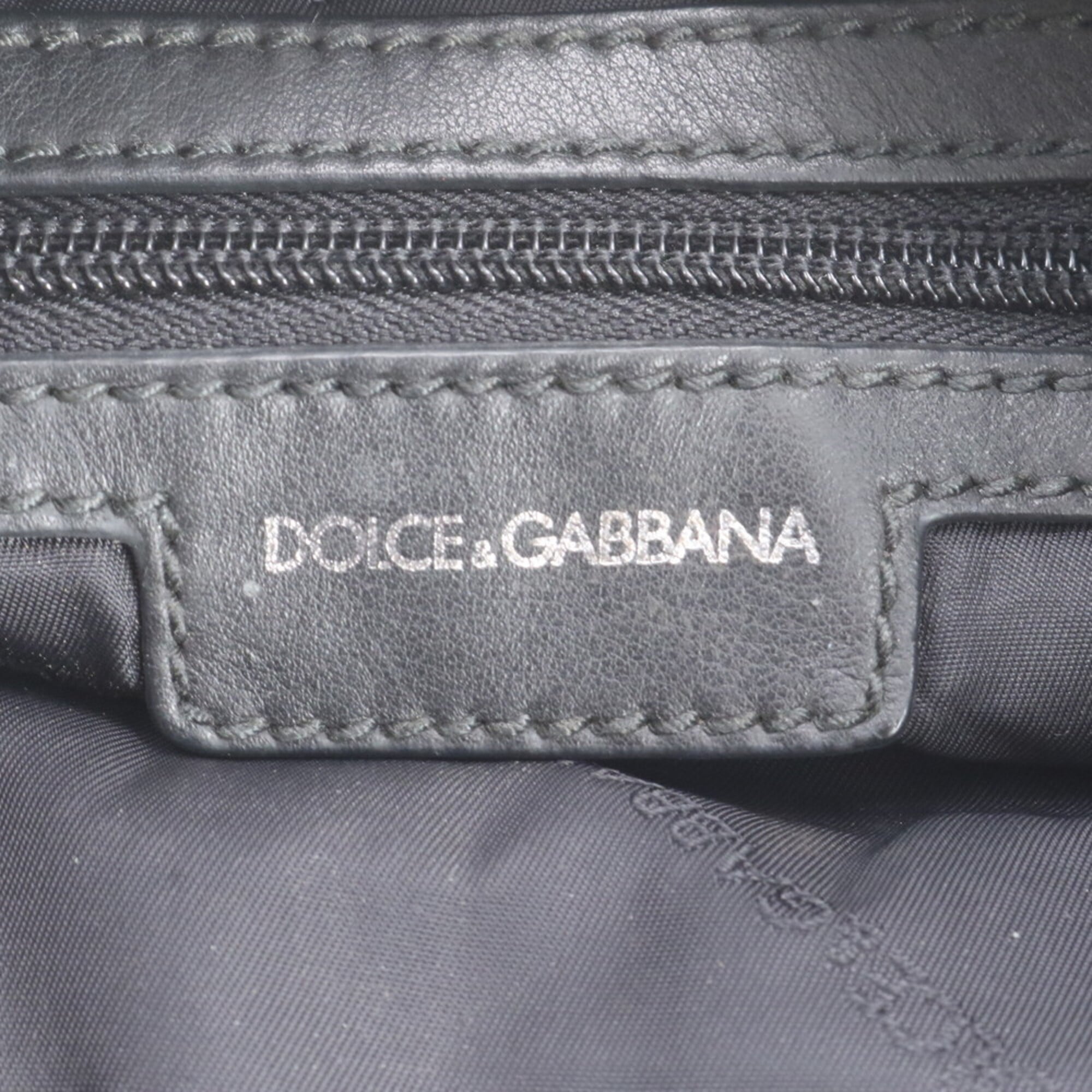 Dolce & Gabbana Black Leather Messenger Bag Shoulder Bag (Pre-Owned)