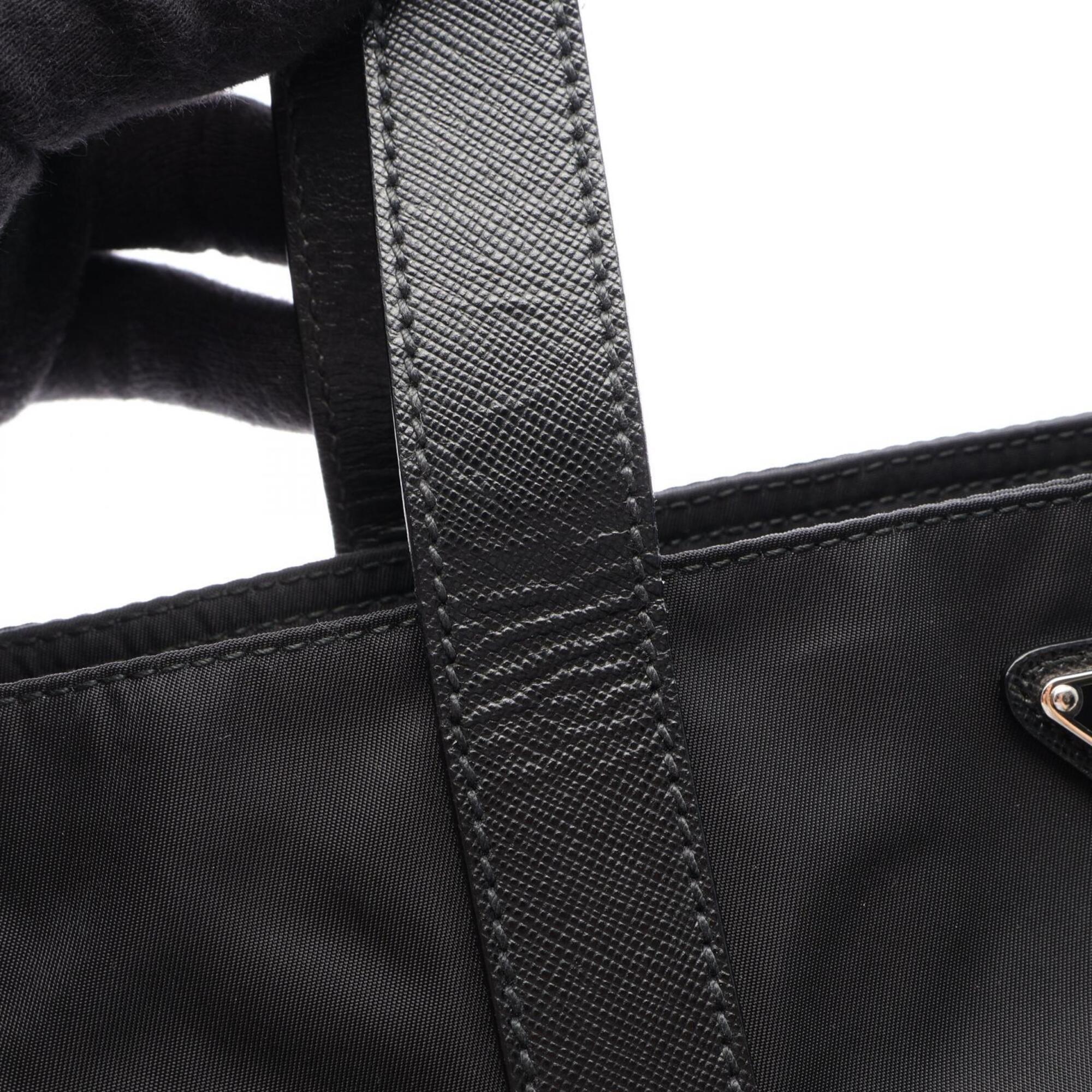 Prada Black Nylon Leather Tote Bag (Pre-Owned)