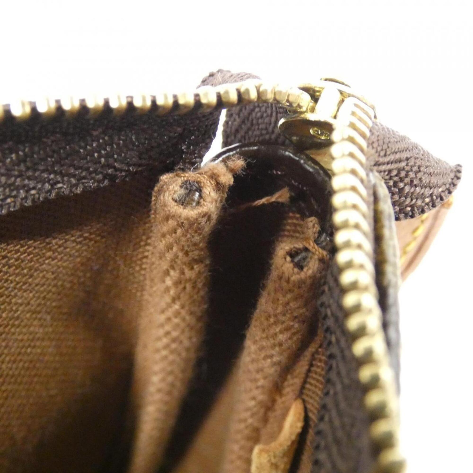 Louis Vuitton Marron Coated Canvas Pochette Pouch (Pre-Owned)