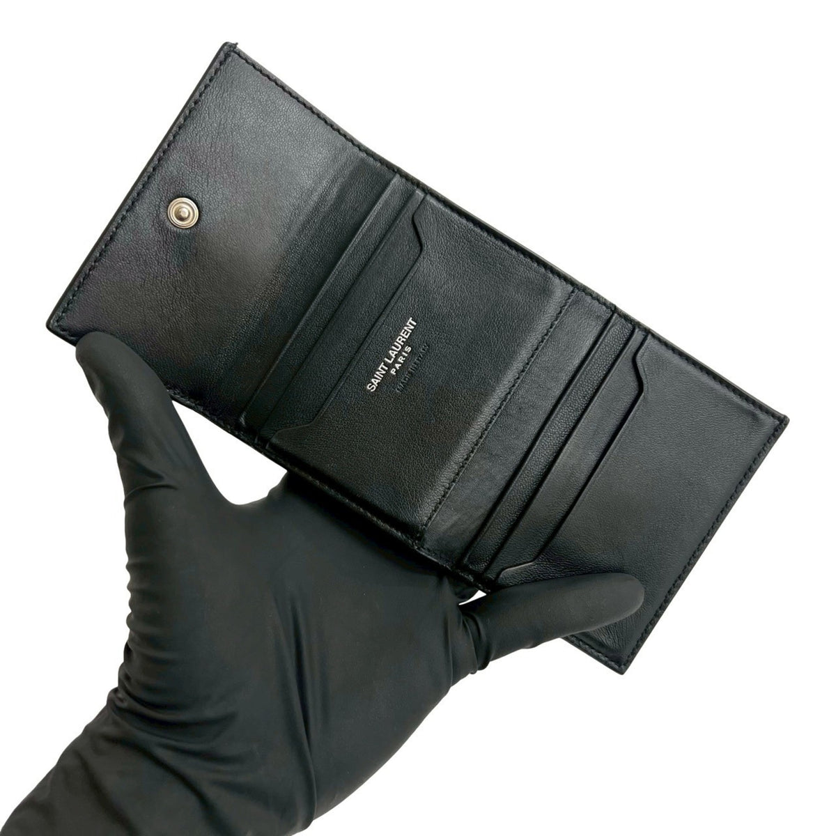Saint Laurent Black Leather Wallet (Tri-Fold) (Pre-Owned)