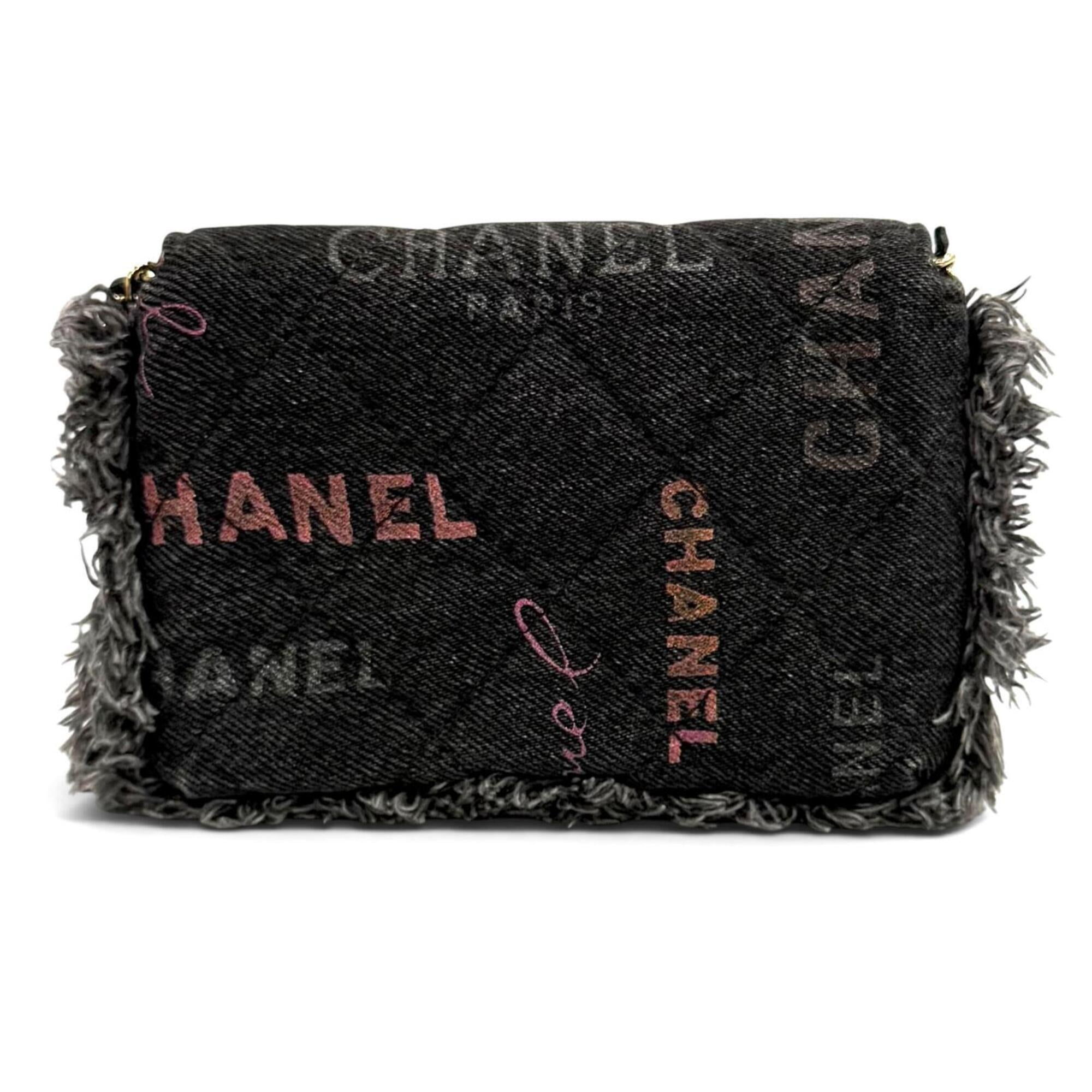 Chanel Black Multi-Color Denim Leather Shoulder Bag (Pre-Owned)