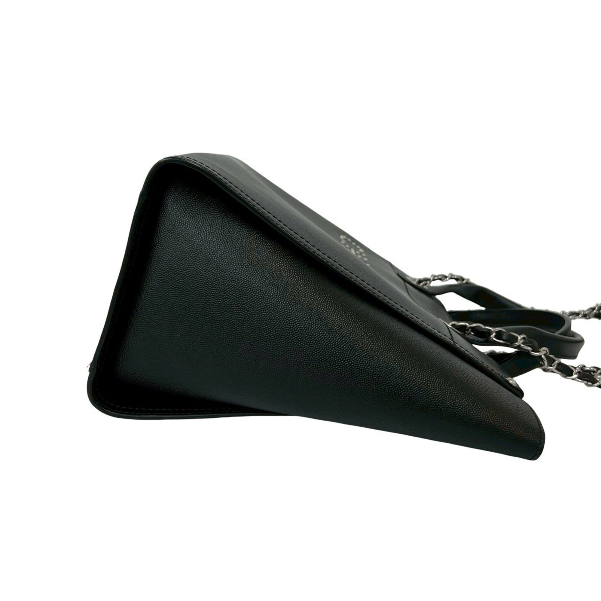 Chanel Black Grained Calfskin Handbag Tote Bag (Pre-Owned)