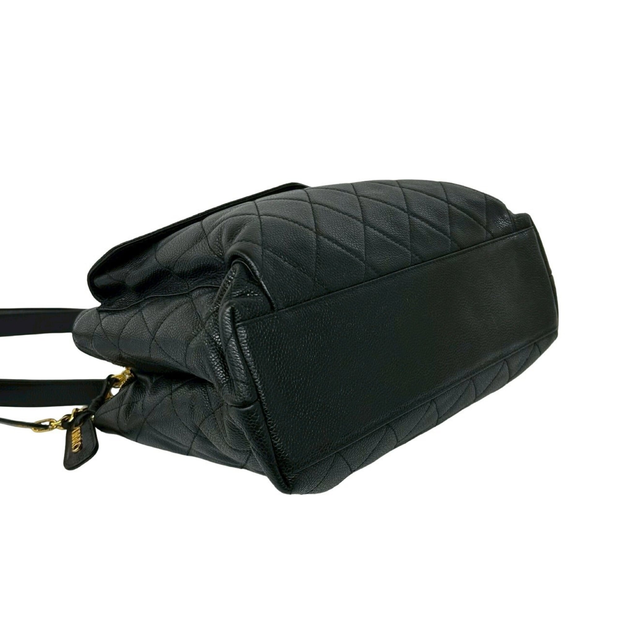 Chanel Black Grained Calfskin Shoulder Bag Tote Bag (Pre-Owned)