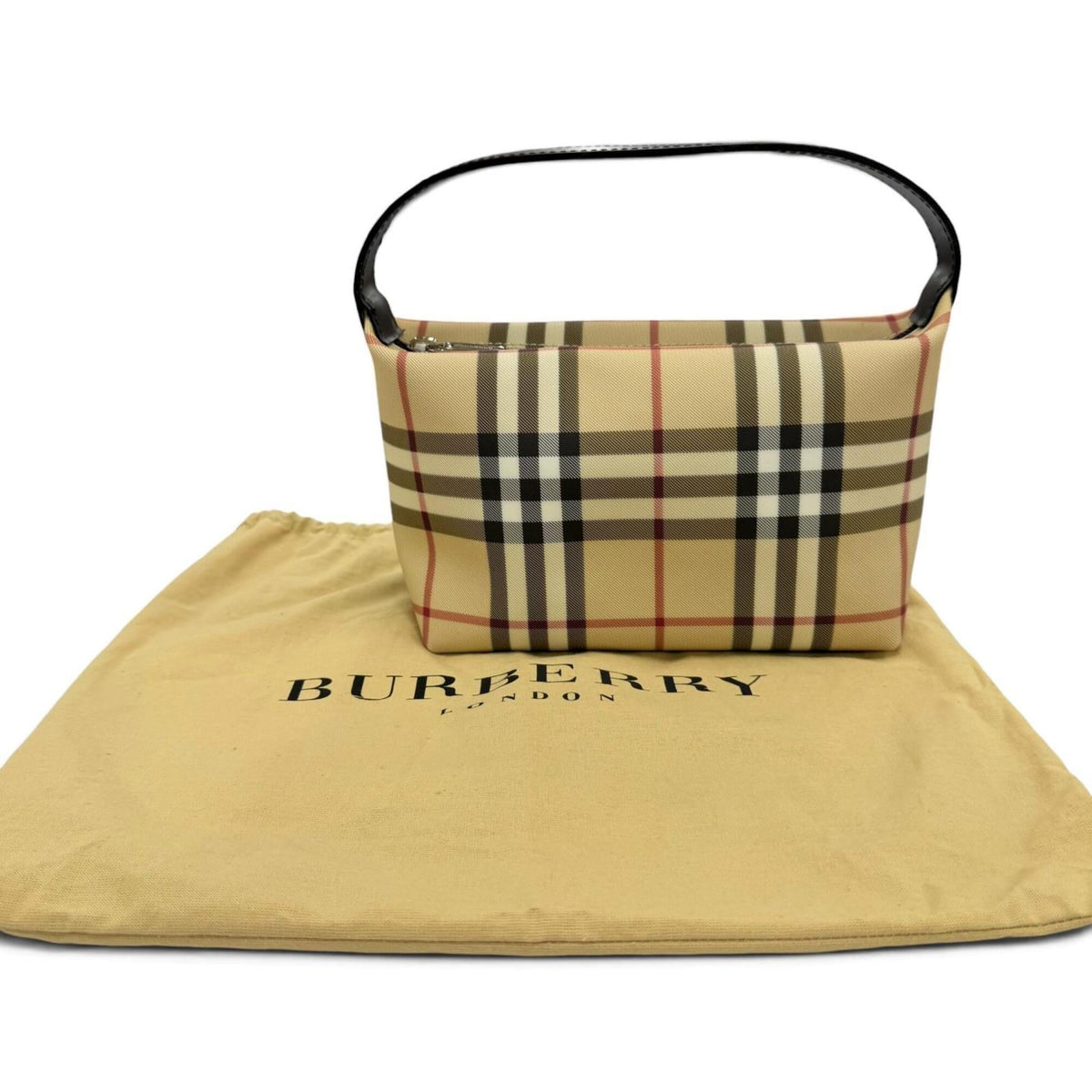 Burberry Beige Black Pvc Leather Handbag (Pre-Owned)