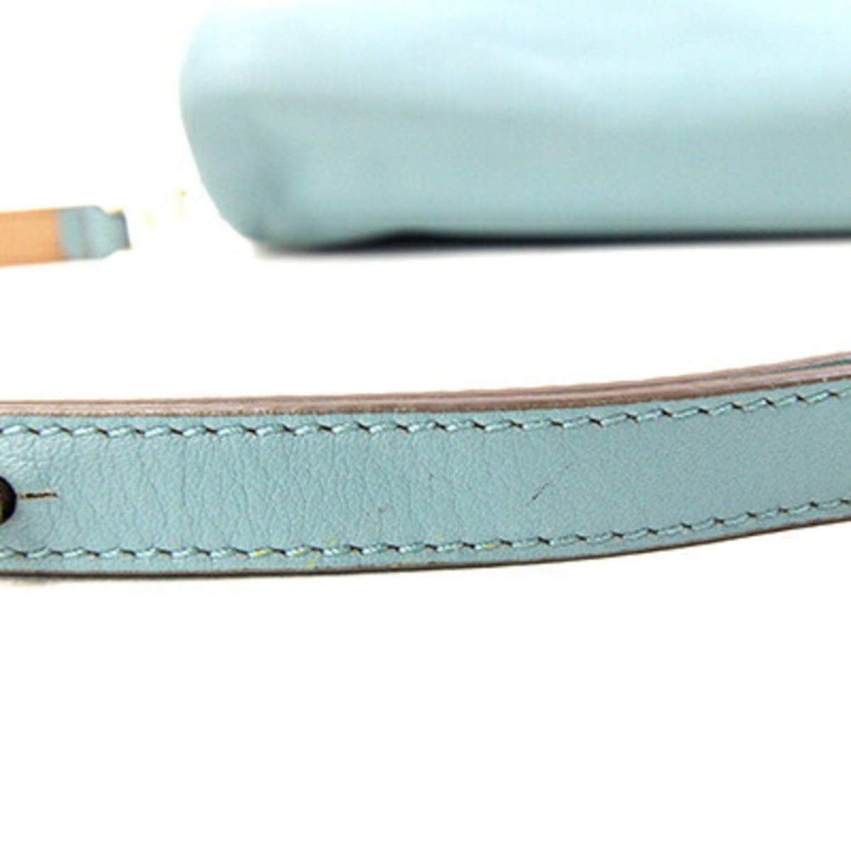 Anya Hindmarch Beige Light Blue Leather Pochette Shoulder Bag (Pre-Owned)