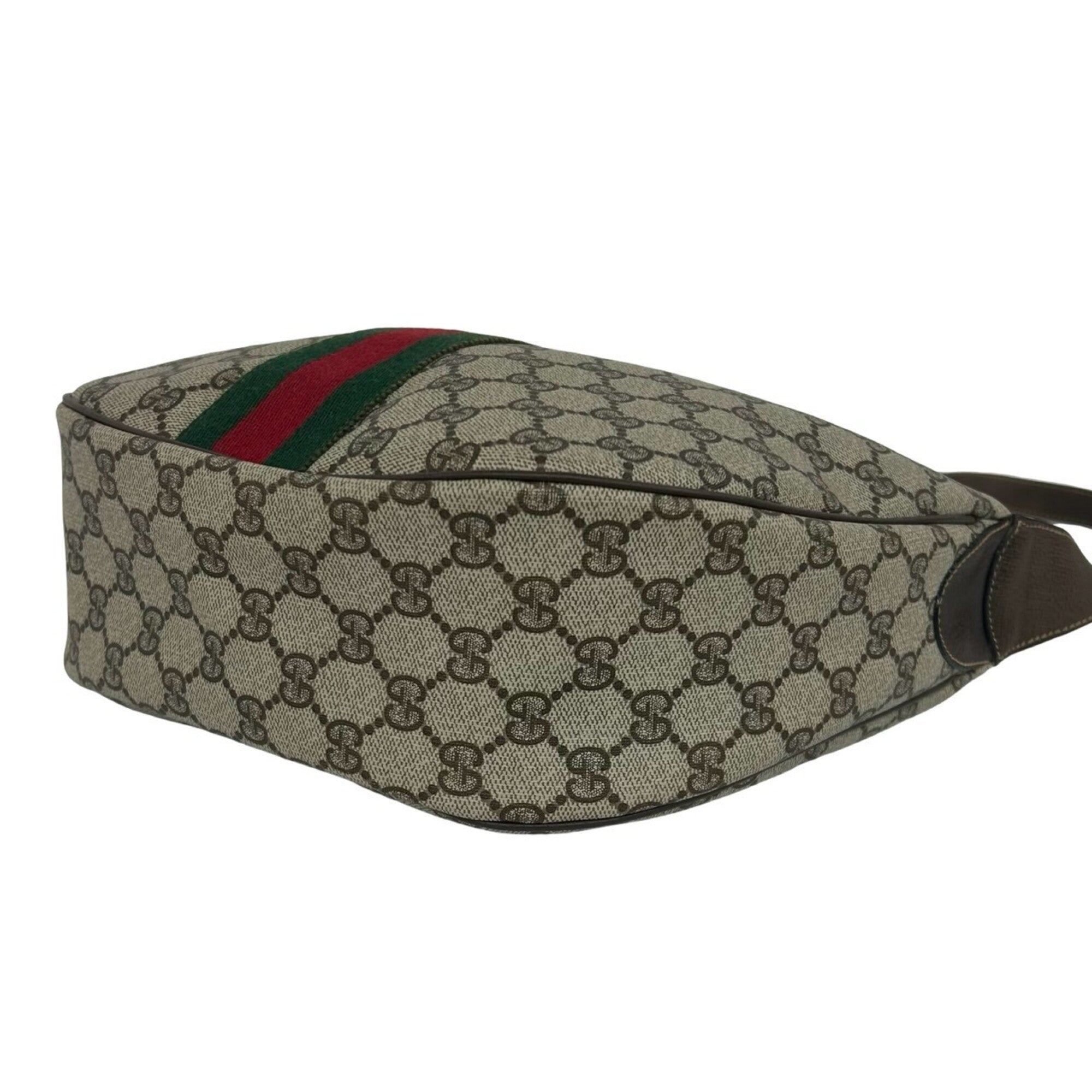Gucci Brown Green Red Color Leather Pvc Shoulder Bag (Pre-Owned)