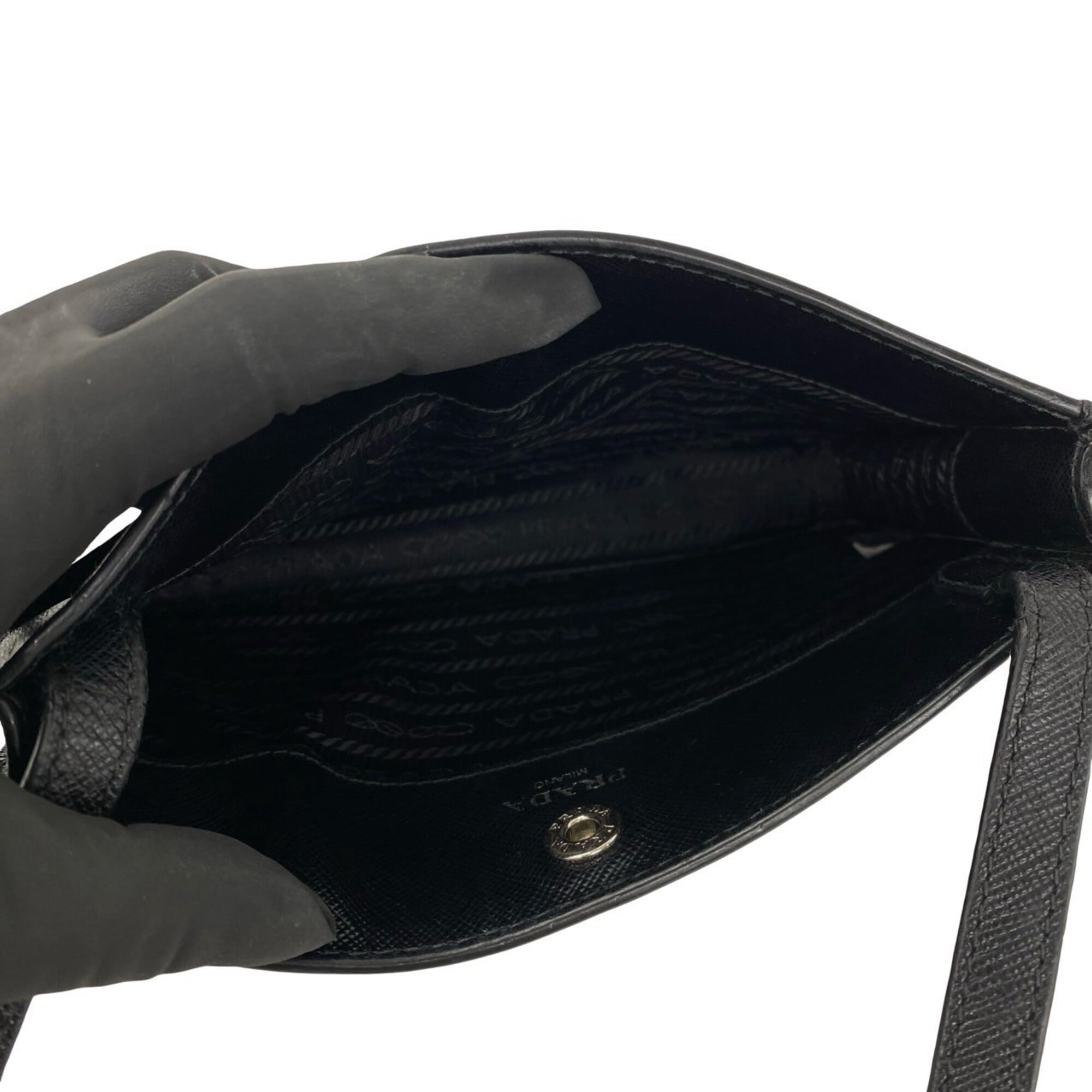 Prada Black Leather Pochette Shoulder Bag (Pre-Owned)
