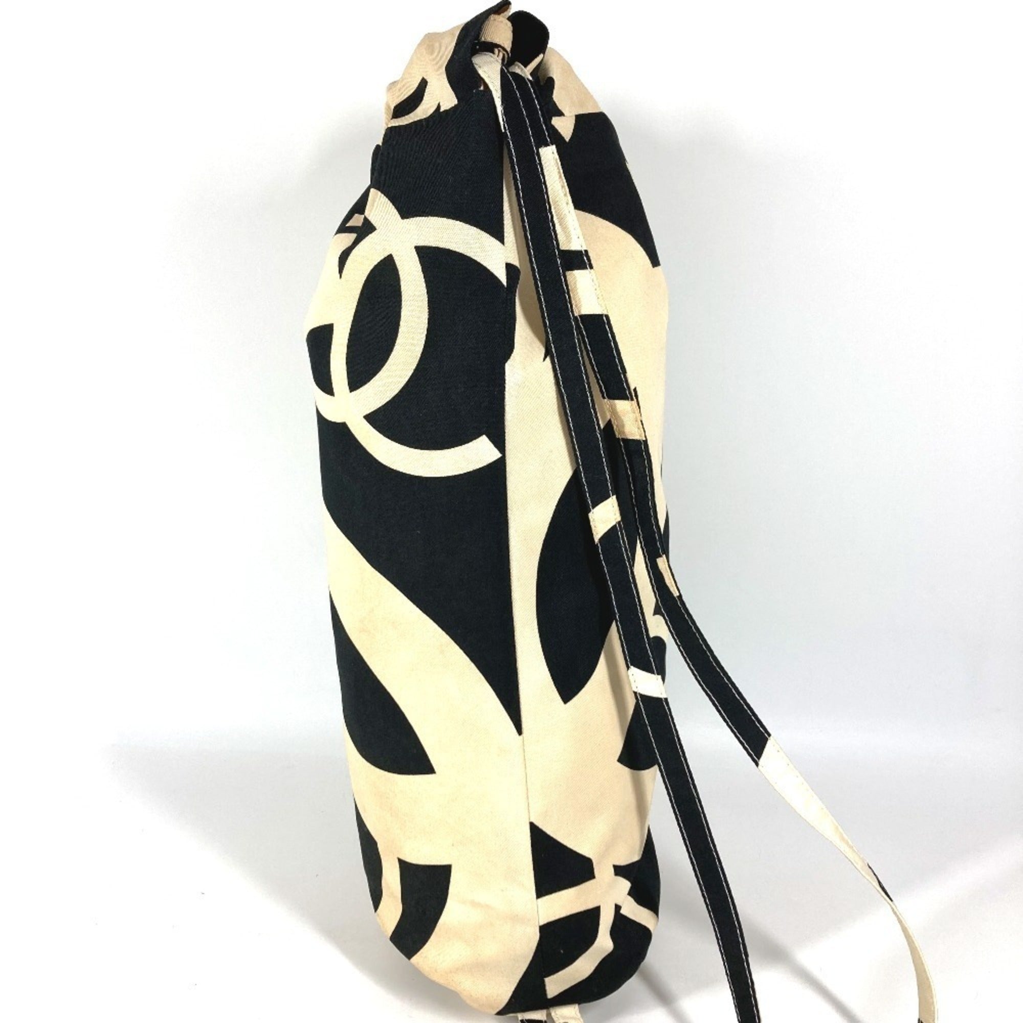 Chanel Black White Cotton Shoulder Bag (Pre-Owned)