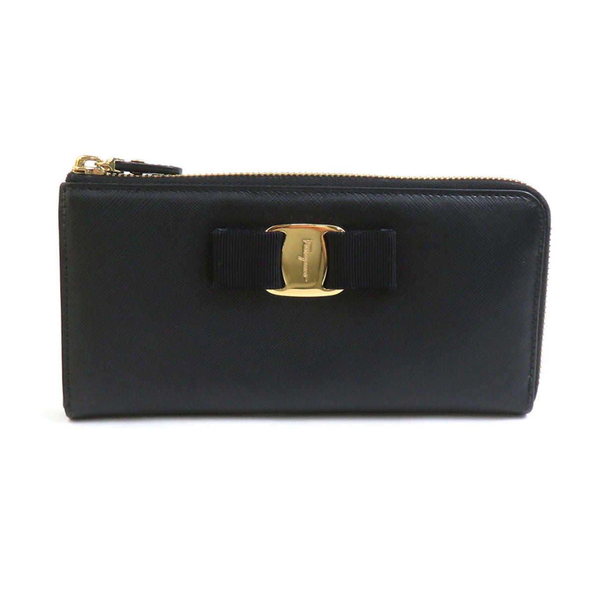 Salvatore Ferragamo Black Leather Long Wallet (Bi-Fold) (Pre-Owned)