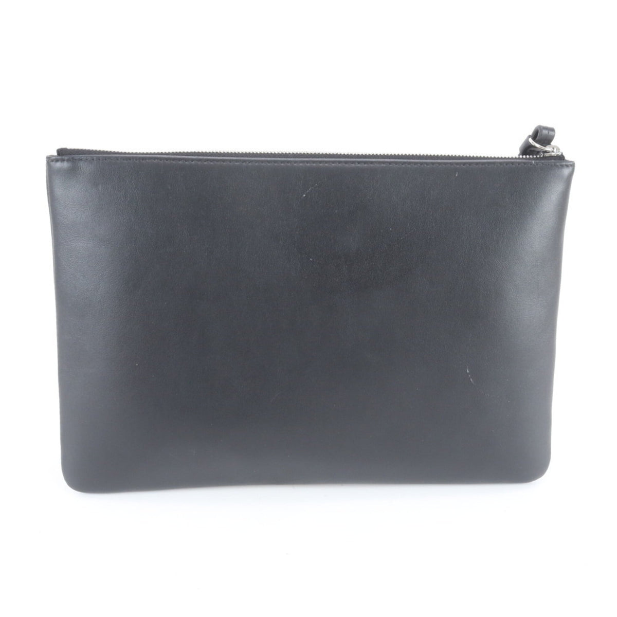 Jimmy Choo Black White Leather Clutch Bag Pouch (Pre-Owned)