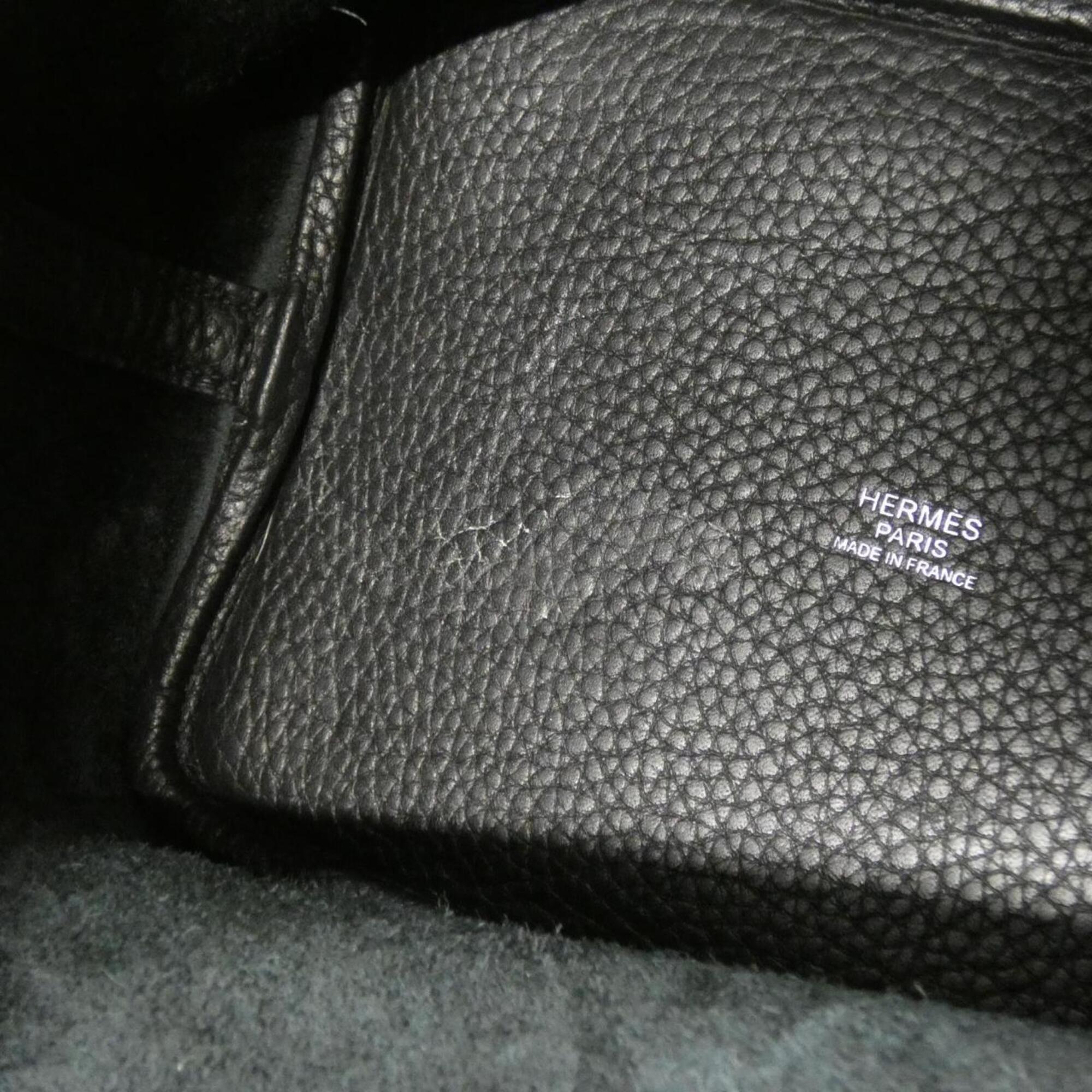 Hermes Black Taurillon Clemence Leather Handbag (Pre-Owned)