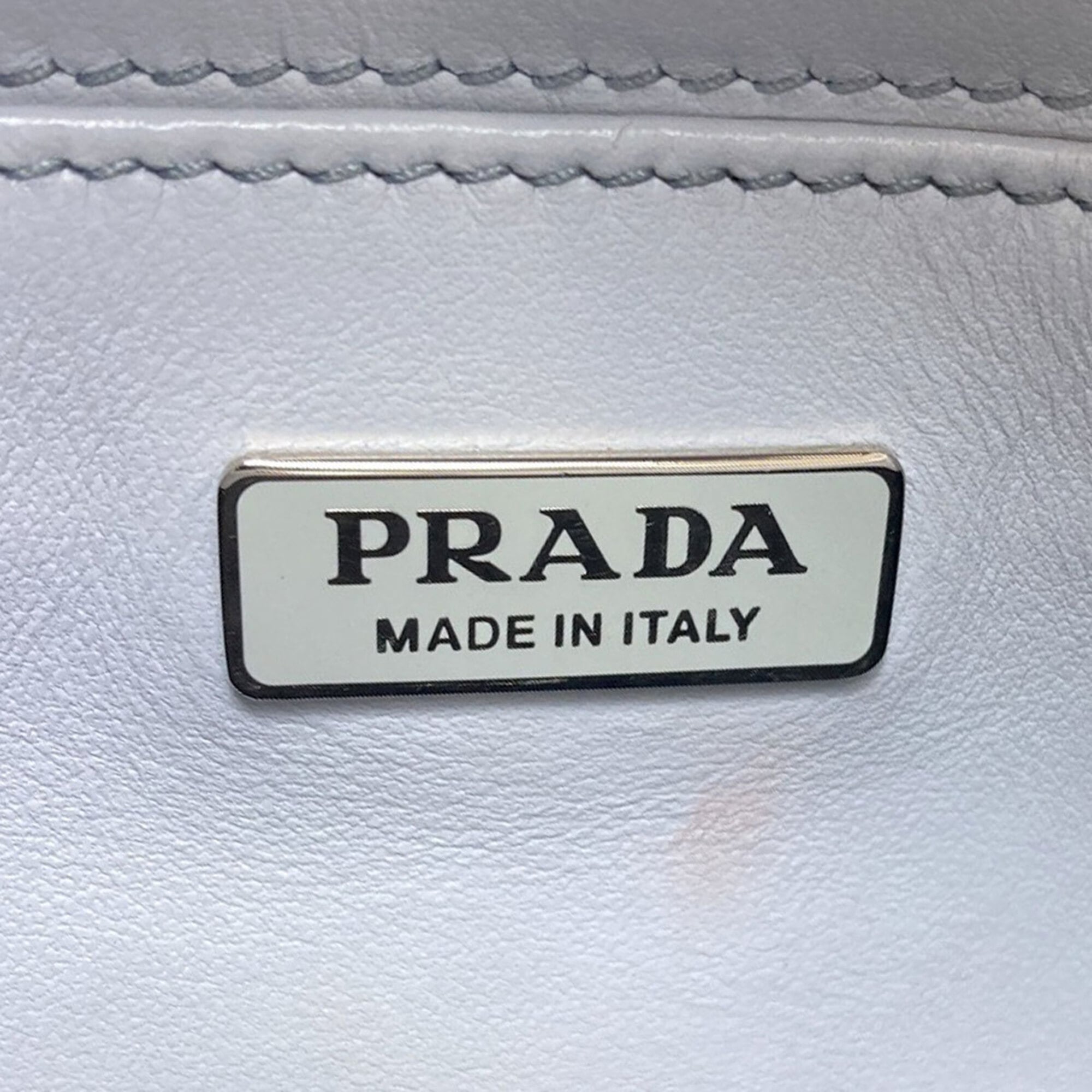 Prada Gray Leather Shoulder Bag (Pre-Owned)
