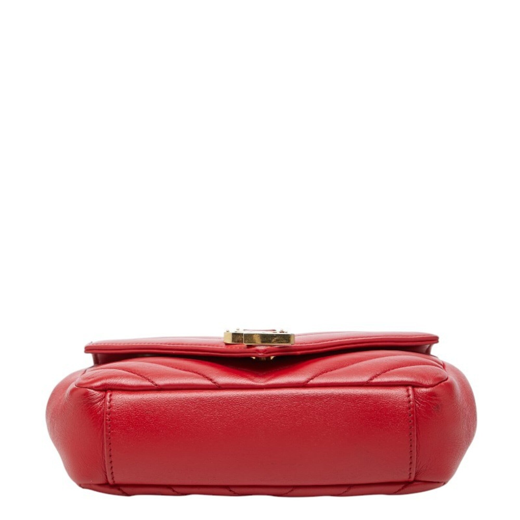 Saint Laurent Gold Red Color Leather Shoulder Bag (Pre-Owned)