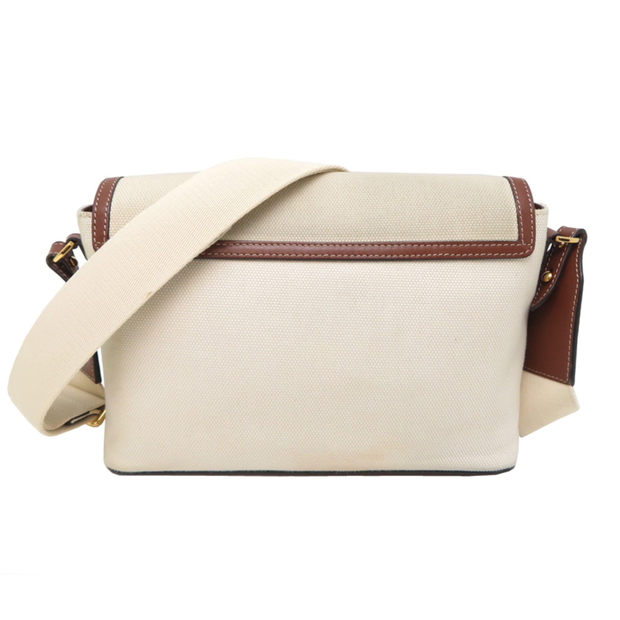 Burberry Beige Brown Canvas Leather Shoulder Bag (Pre-Owned)