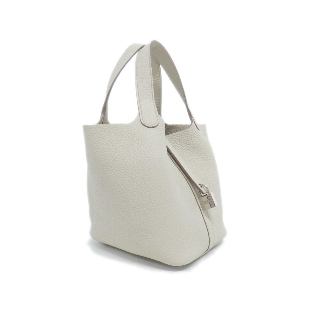 Hermes White Taurillon Clemence Leather Handbag (Pre-Owned)