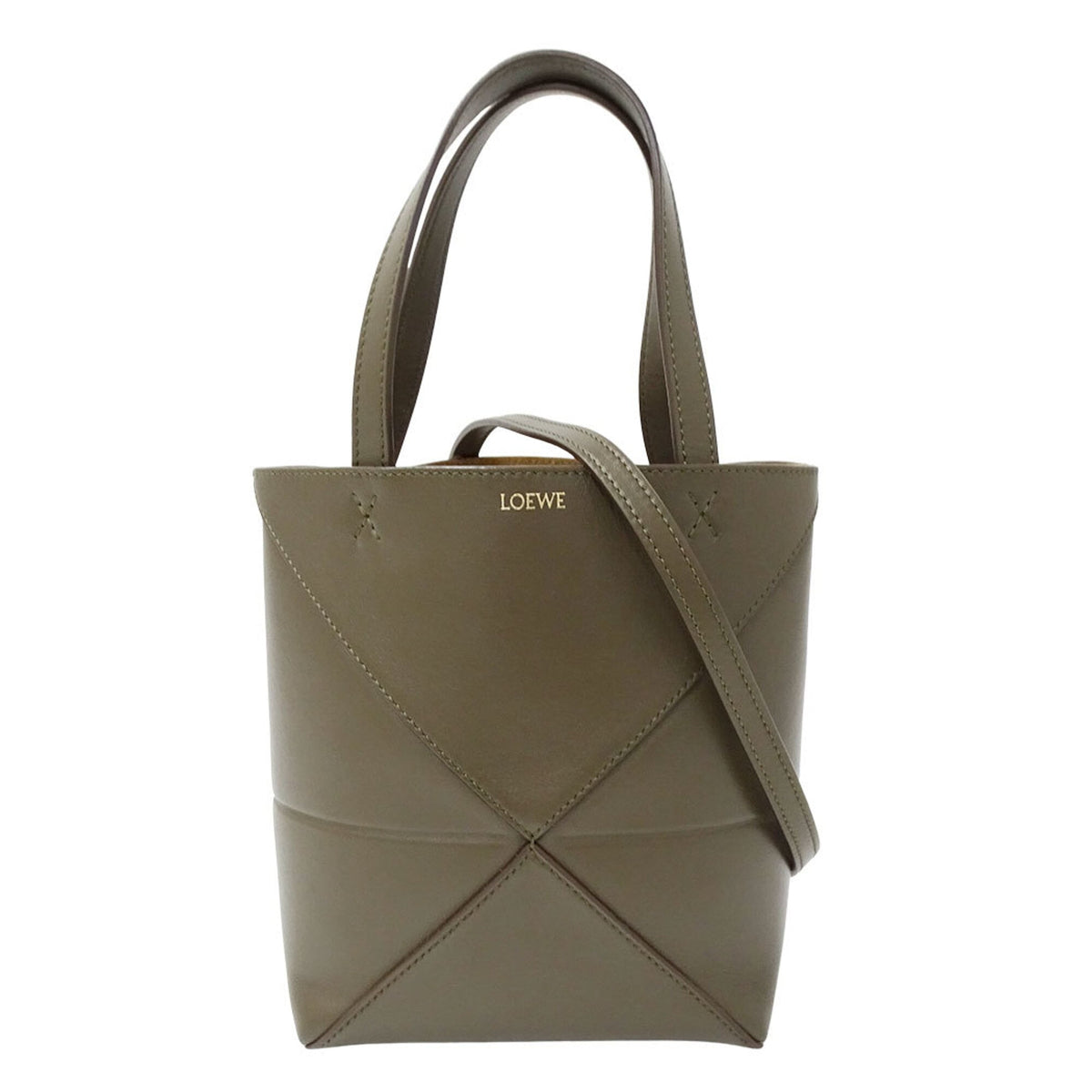 Loewe Green Khaki Leather Handbag Shoulder Bag (Pre-Owned)