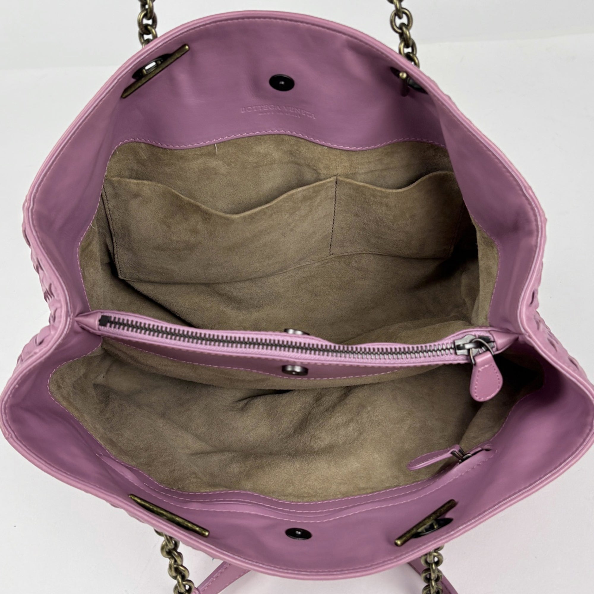 Bottega Veneta Intrecciato Purple Leather Shoulder Bag Tote Bag (Pre-Owned)