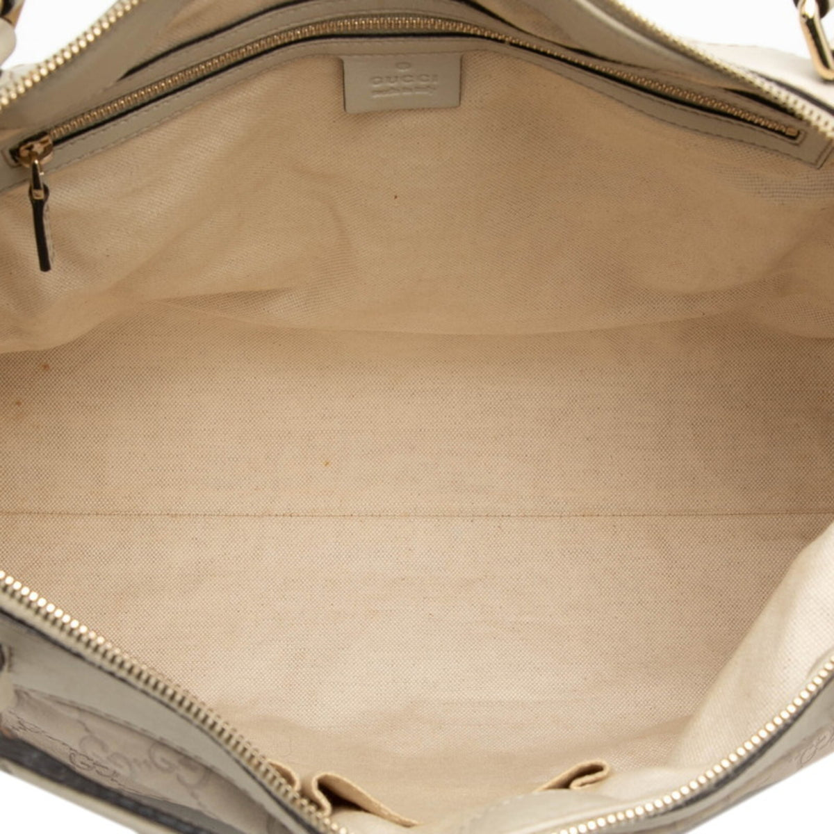 Gucci Beige Leather Shoulder Bag Tote Bag (Pre-Owned)