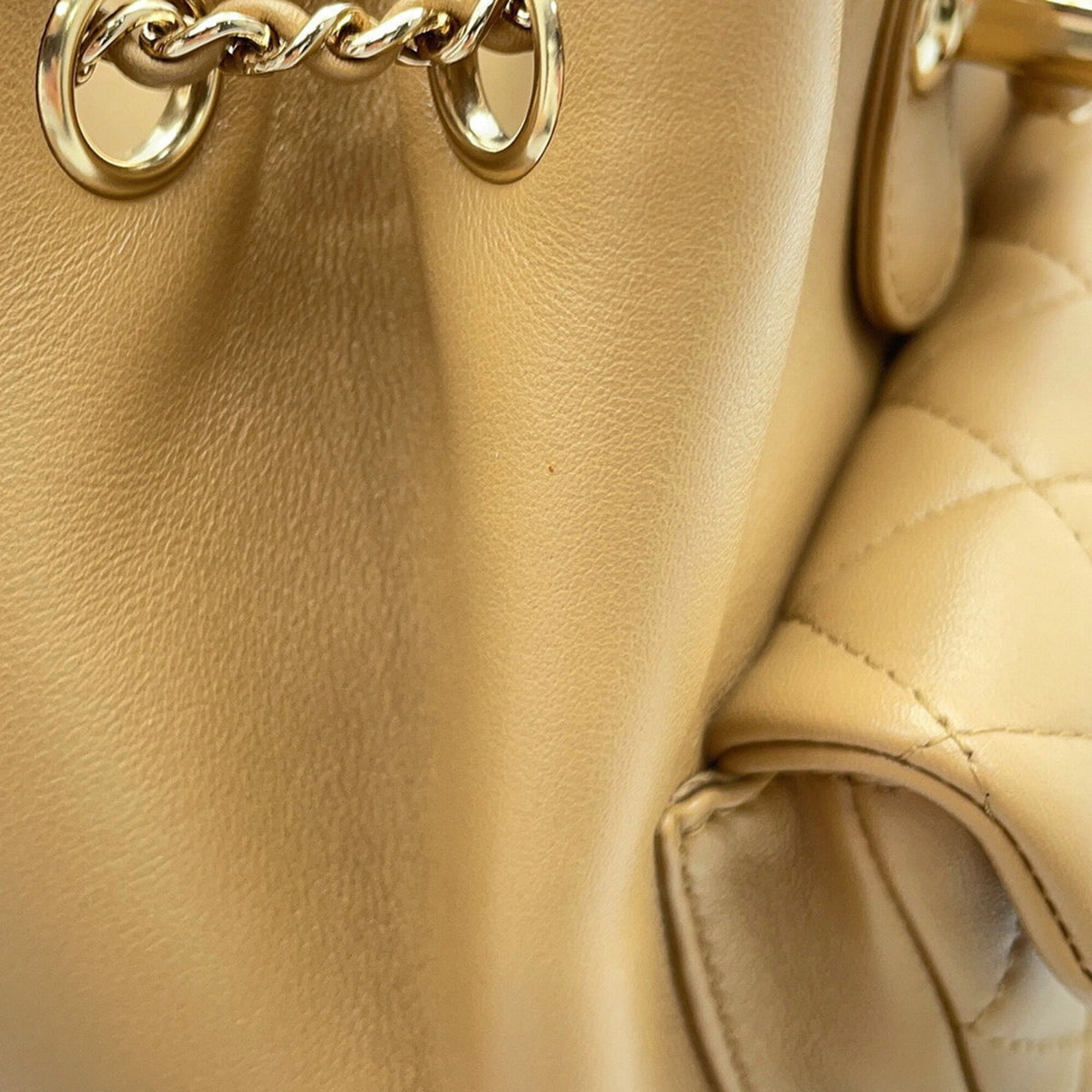 Chanel Matelasse Beige Leather Backpack (Pre-Owned)